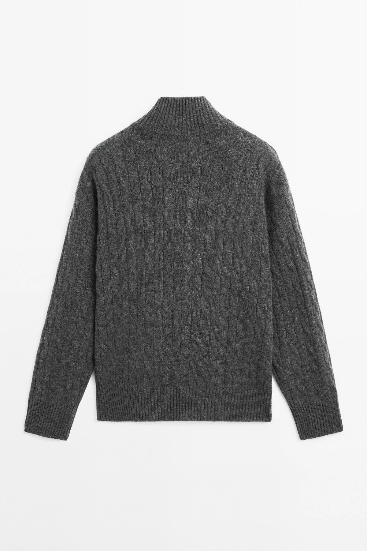 پلیور ژاکت یقه اسکی 100% ترمه زیپ دار ماسیمو دوتی Massimo Dutti