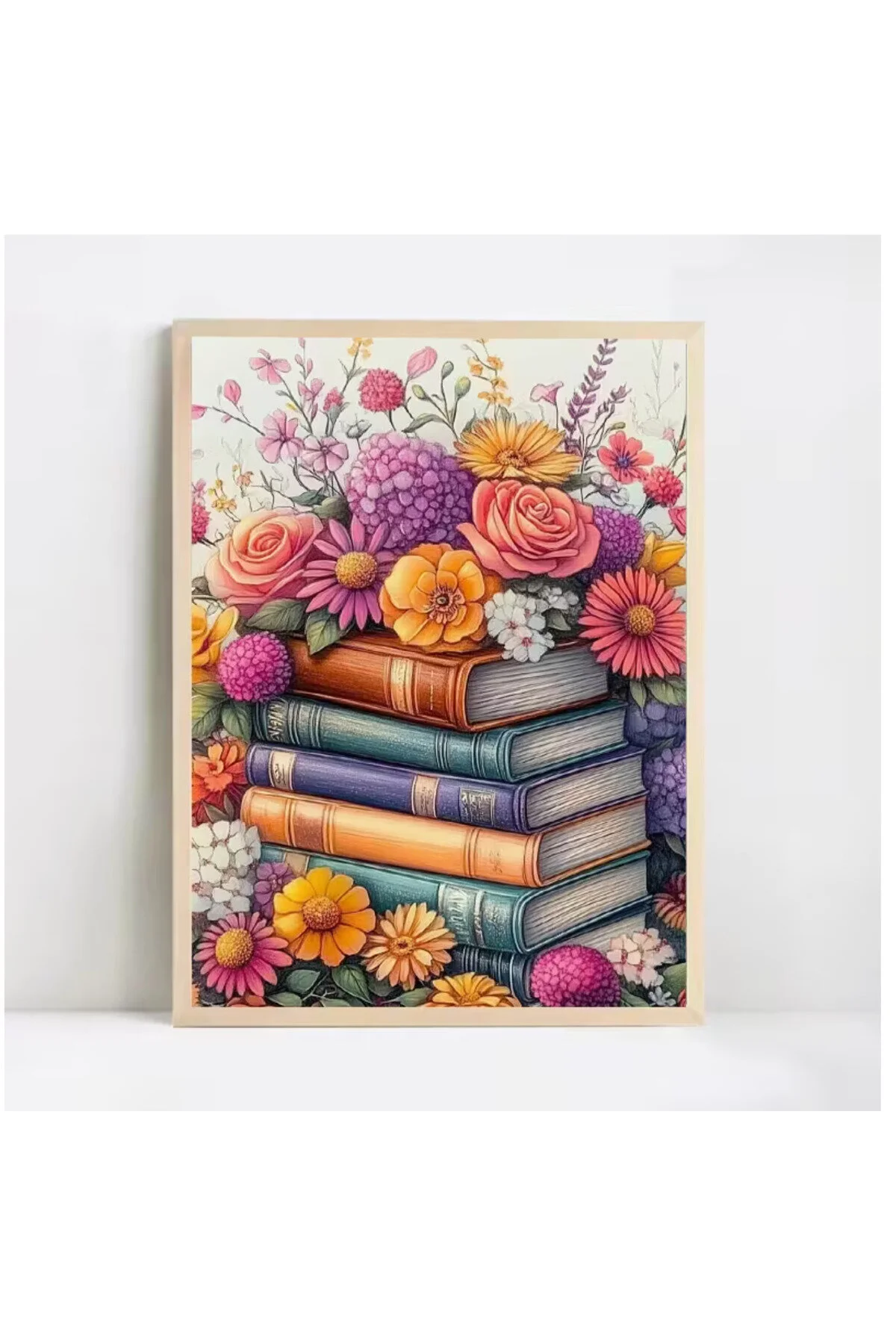پازل ست نقاشی 5 بعدی موزاییک الماس کتاب و گل 30 40 سانتی متر ŞAN ART DESİGN