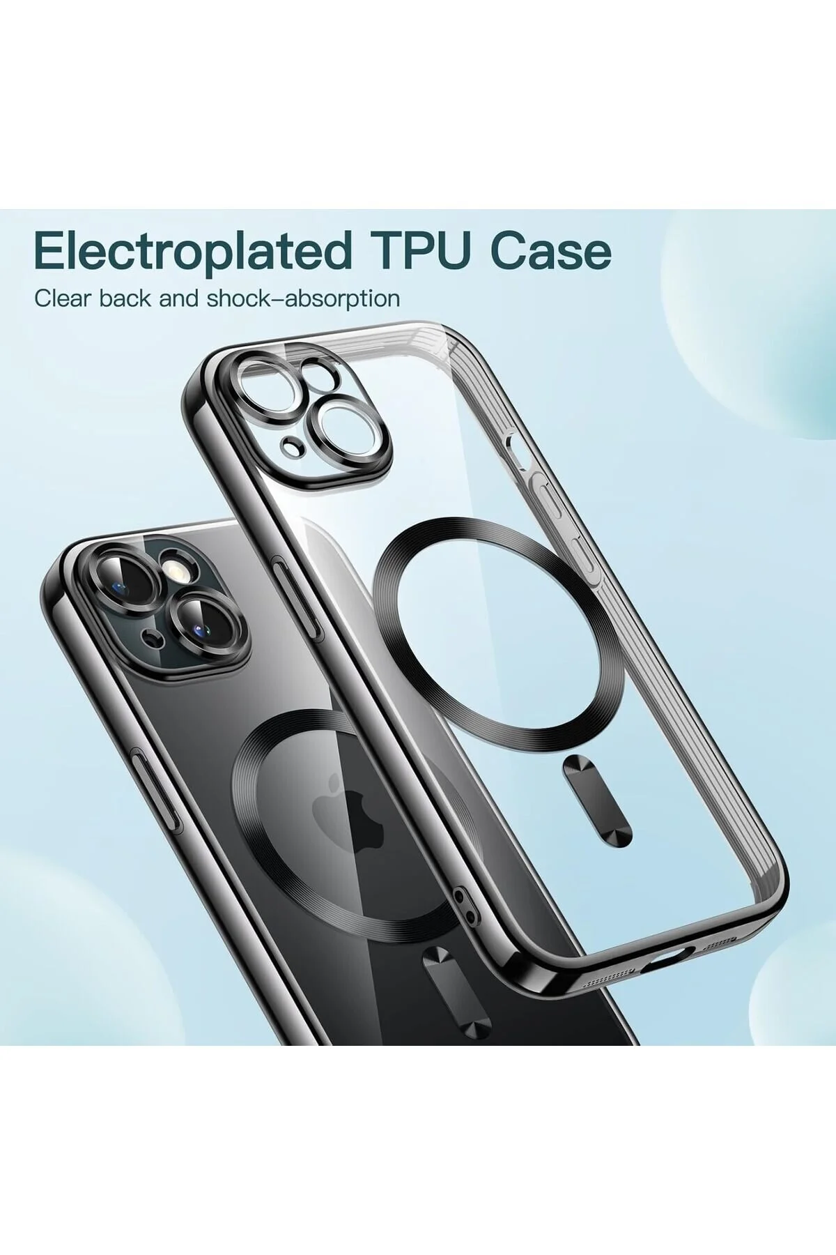 کاور و قاب APPLE IPHONE 15 CASE MAGSAFE WIRELLES CHARGING با لبه های رنگی روشن سیلیکون پشت شفاف پشتیبانی می شود مووتک m.tk moveteck