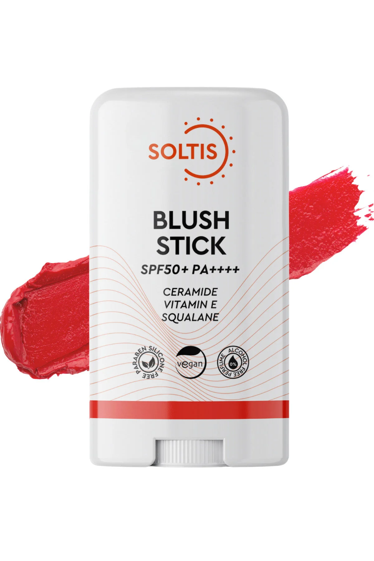 رژگونه مرطوب کننده استیک SPF50 رنگ قرمز 15 گرم Soltis