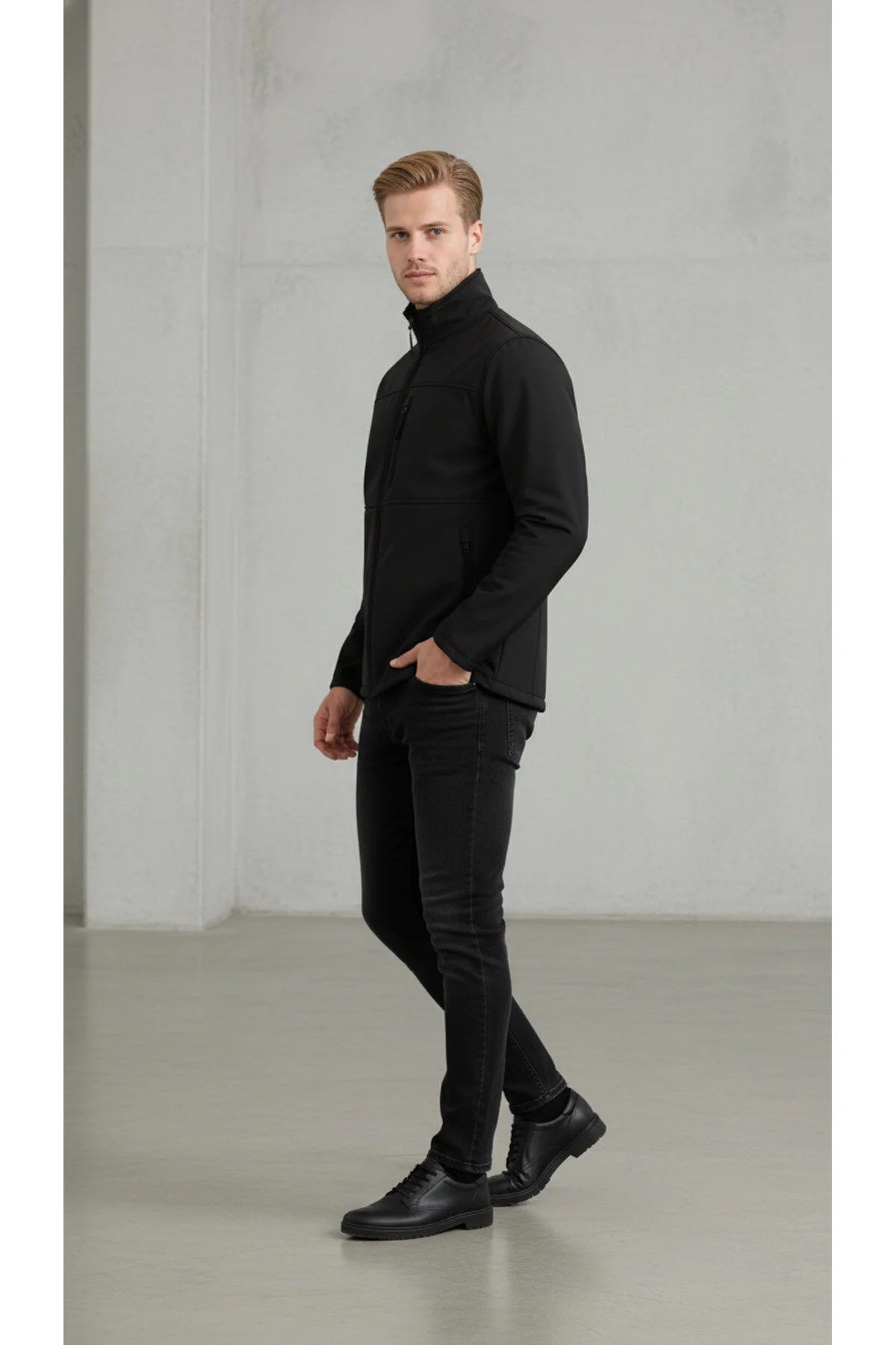 کاپشن کت SOFTSHELL مردانه با پشمی داخل آب ضد باد در فضای باز ENZİM JEANS