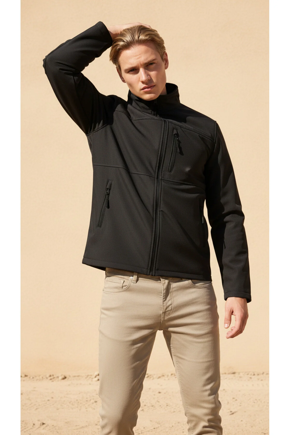 کاپشن کت SOFTSHELL مردانه با پشمی داخل آب ضد باد در فضای باز ENZİM JEANS
