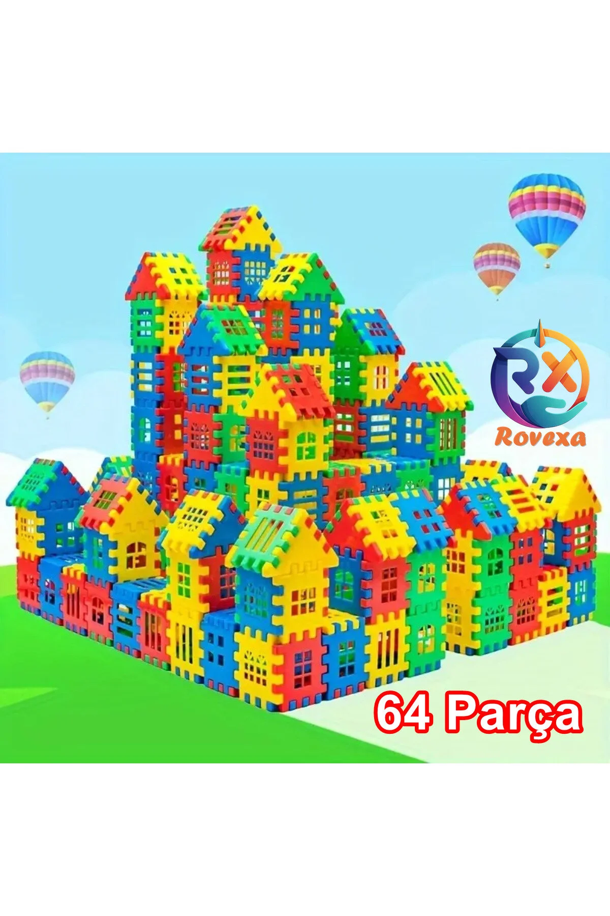 لگو و اسباب بازی های ساخت محور پازل سیتی سه بعدی ساختمان بلوک طراحی 64 تکه ساختمانی مجموعه سرگرم کننده از ترکیه Rovexa