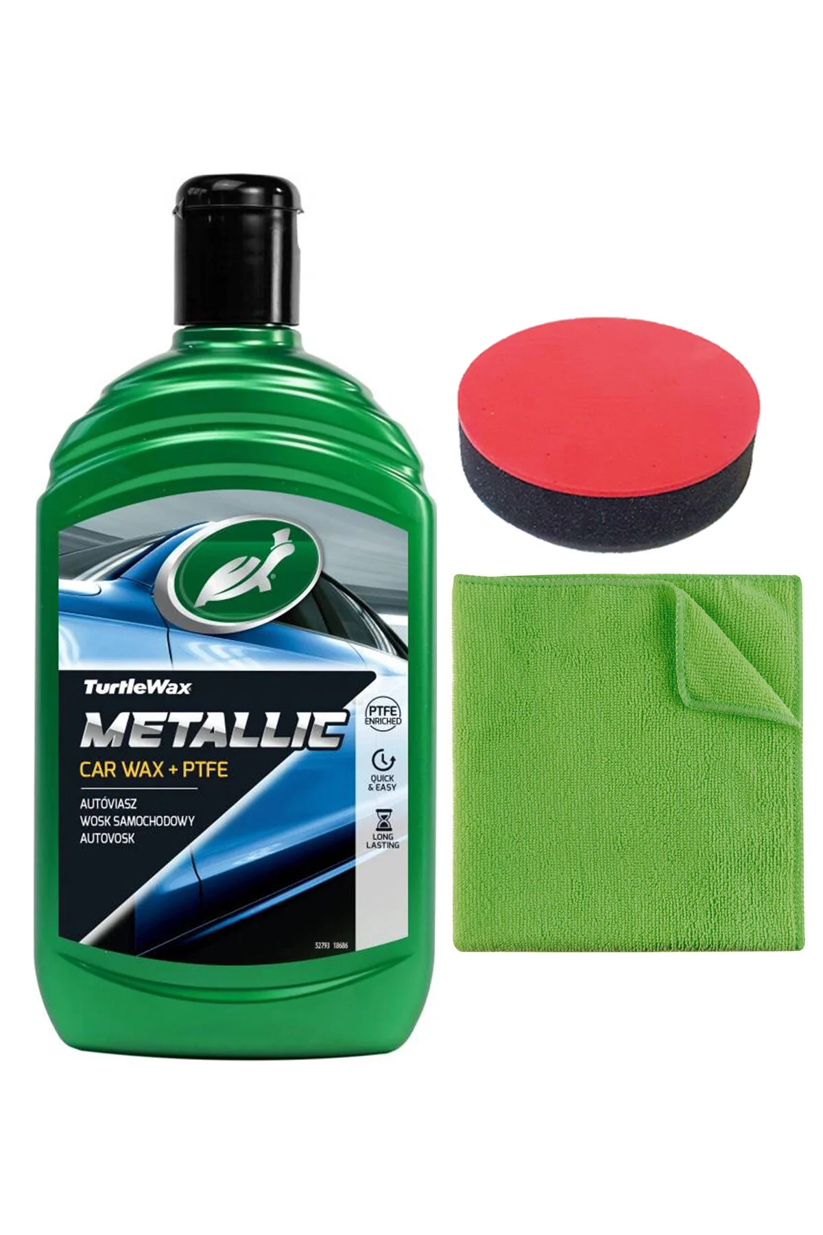 دستمال و اسفنج خودرو پارچه اسفنجی 500 میلی لیتری لهستانی مایع تفلون PTFE متالیک اضافه شد Turtle Wax