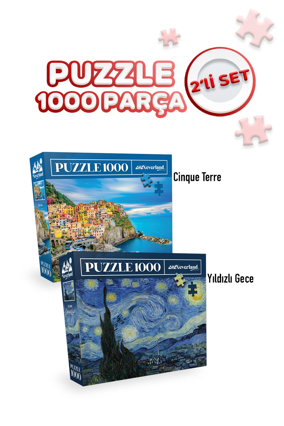 پازل 2 1000 قطعه CINQUE TERRE و STARRY NIGHT شب پرستاری Neverland