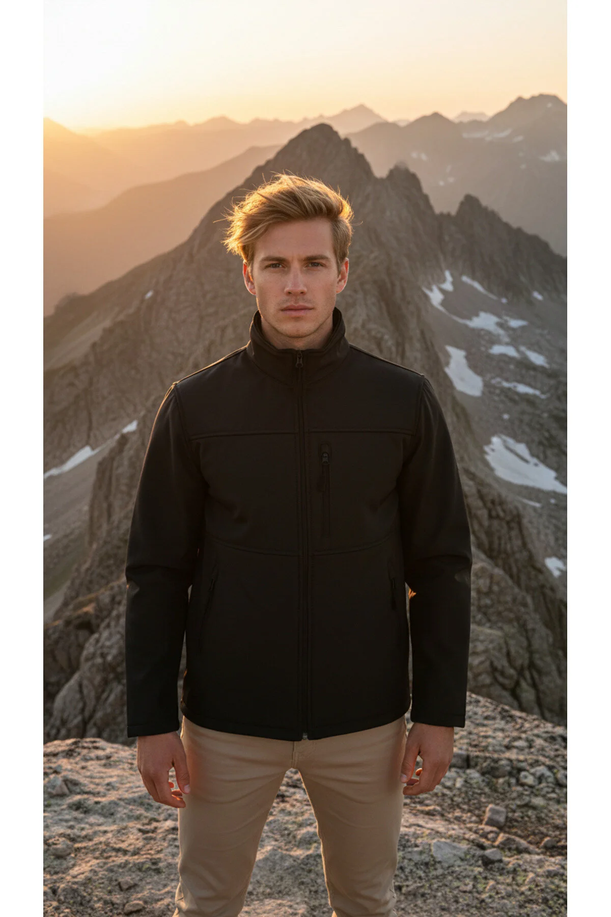 کاپشن کت SOFTSHELL مردانه با پشمی داخل آب ضد باد در فضای باز ENZİM JEANS