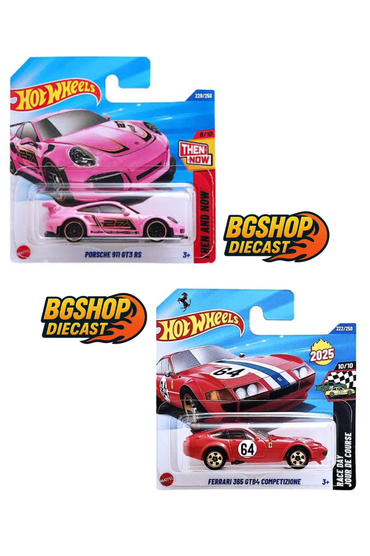 ماشین اسباب بازی فراری 365 GTB4 COMPETIZIONE پورشه 911 GT3 RS از ترکیه HOT WHEELS