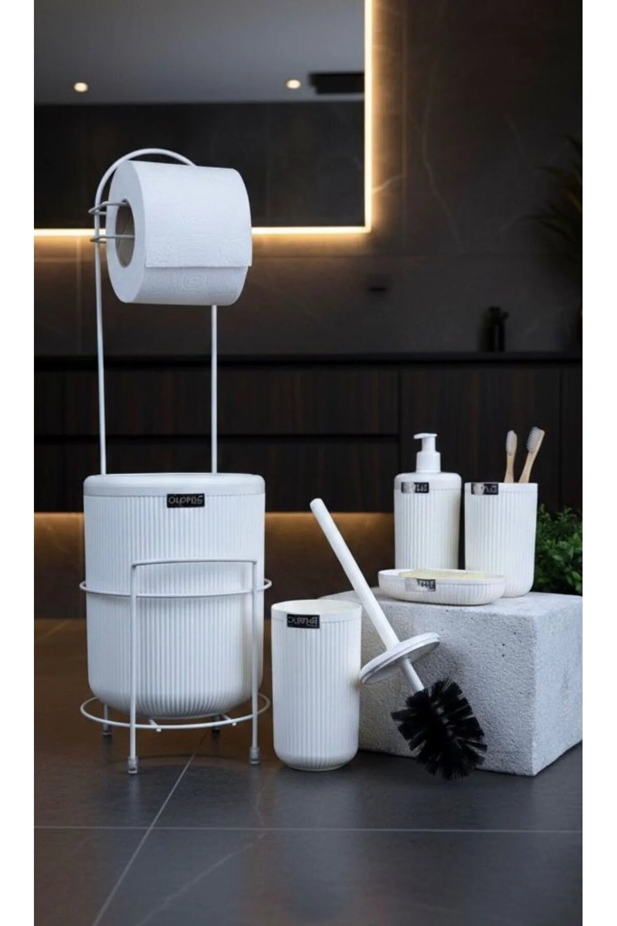 Okyanus Home جا کاغذی جایگزین وایت مینا و سرویس حمام 6 تکه MN-755