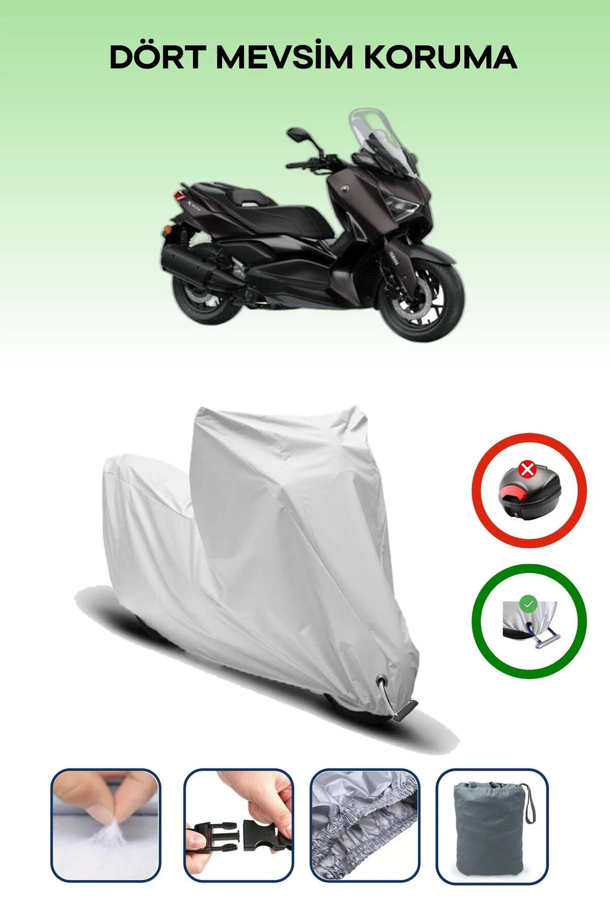 چادر موتورسیکلت برزنت موتور سیکلت سازگار با قفل برای YAMAHA X MAX 300 TECH پارچه بادوام ایمن و ضد آب Breen