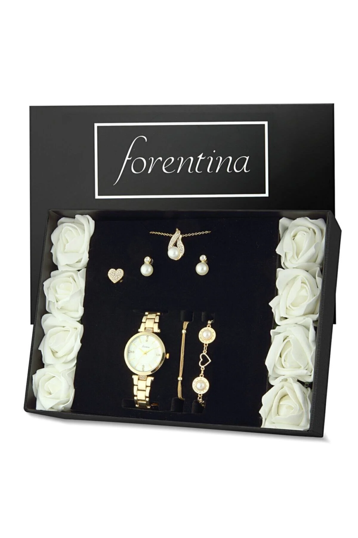 هدیه مفهومی زنانه حلقه دستبند گردنبند مدل آویز مجموعه ساعت Forentina