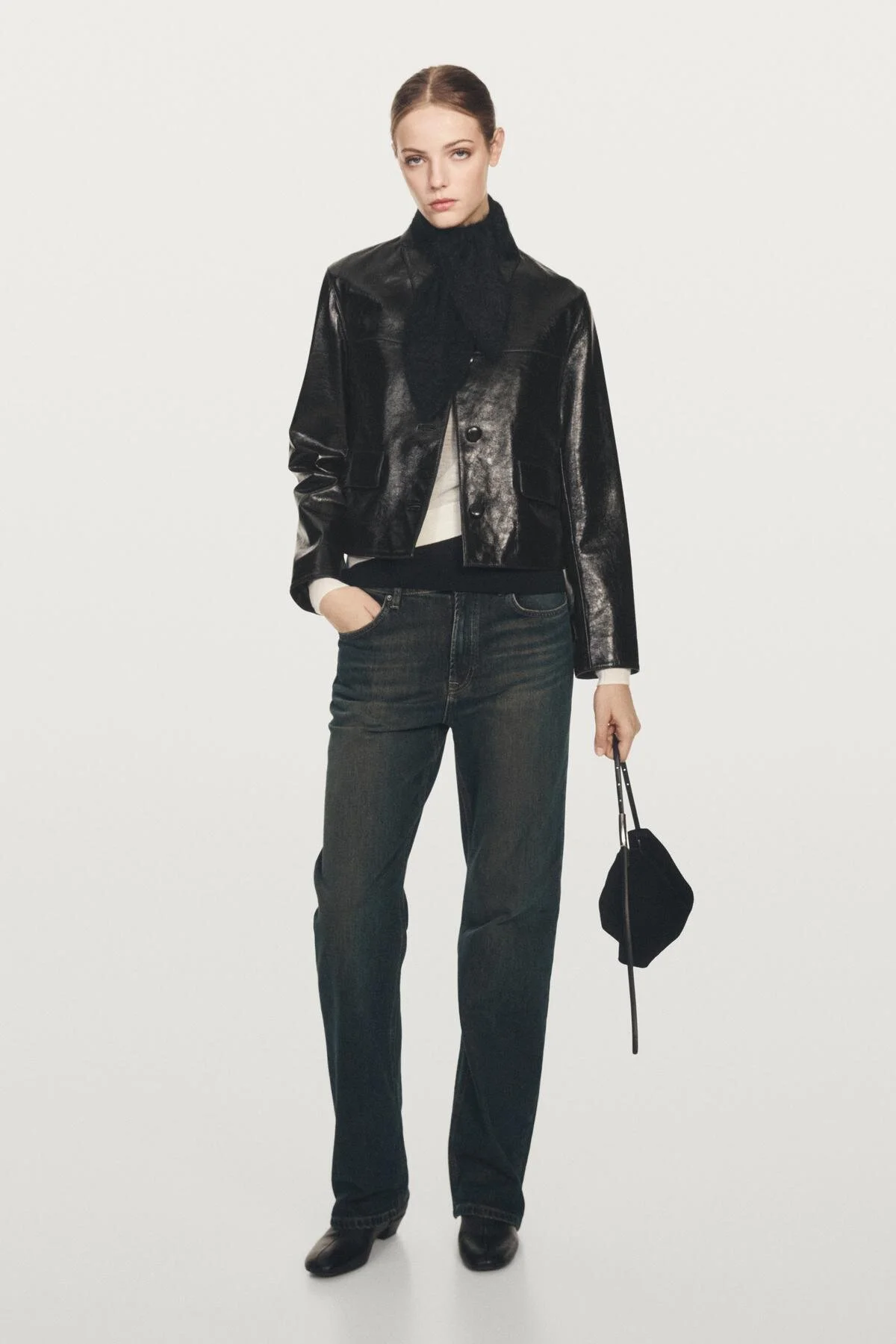 شال کراوات بافتنی 100% ترمه با پاپیون ماسیمو دوتی Massimo Dutti