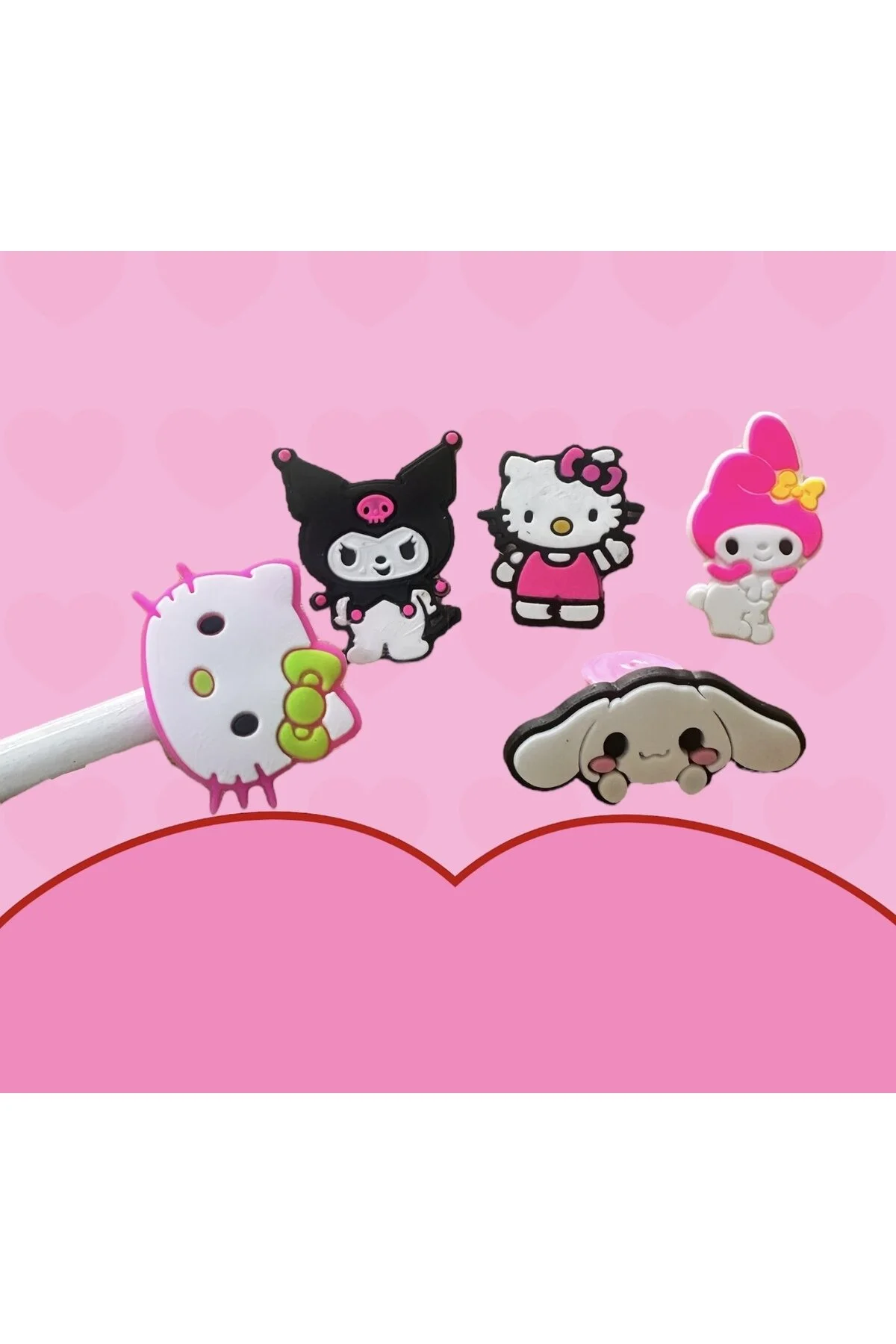 فیگور ست زینتی سر قلم 5 تایی KUROMI HELLO KITTY MY MELODY از ترکیه Buki'nin Atölyesi