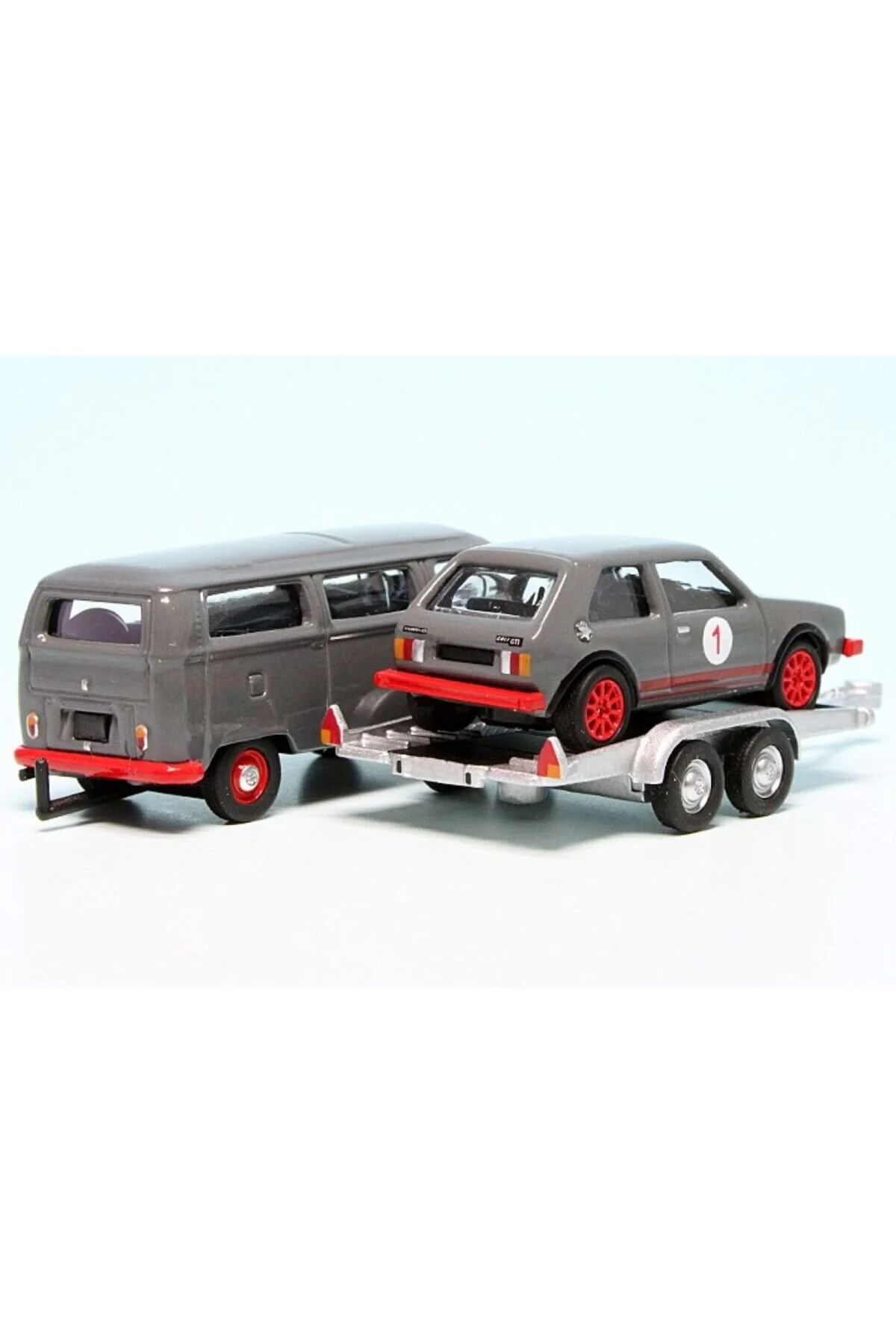 مدل خودرو 1:87 VW T2 MINIBUS 1962 + تریلر GOLF I GTI 87U00067 | ماشین اورجینال Schuco