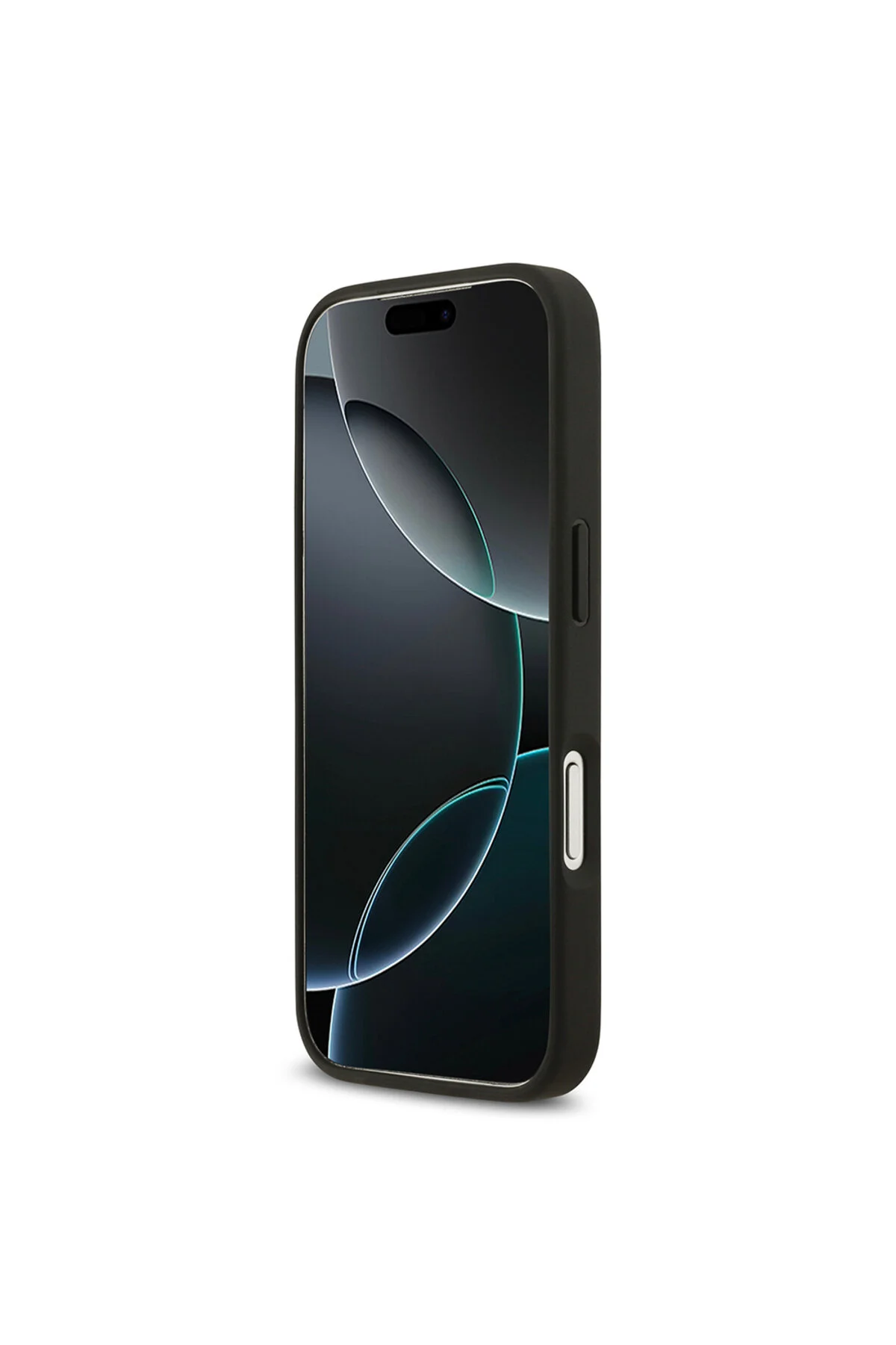 کاور و قاب سازگار با IPHONE 17 PRO دارای مجوز M SAFE گلدانه دار طرح فلزی لوگوی متنی مشکی اورجینال Guess