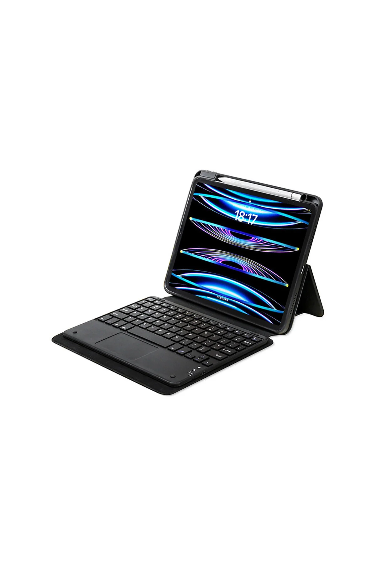 کاور تبلت کیف کیبورد BORDER IPAD PRO 11 با پایه و صفحه کلید اتصال بلوتوث مشکی side eye