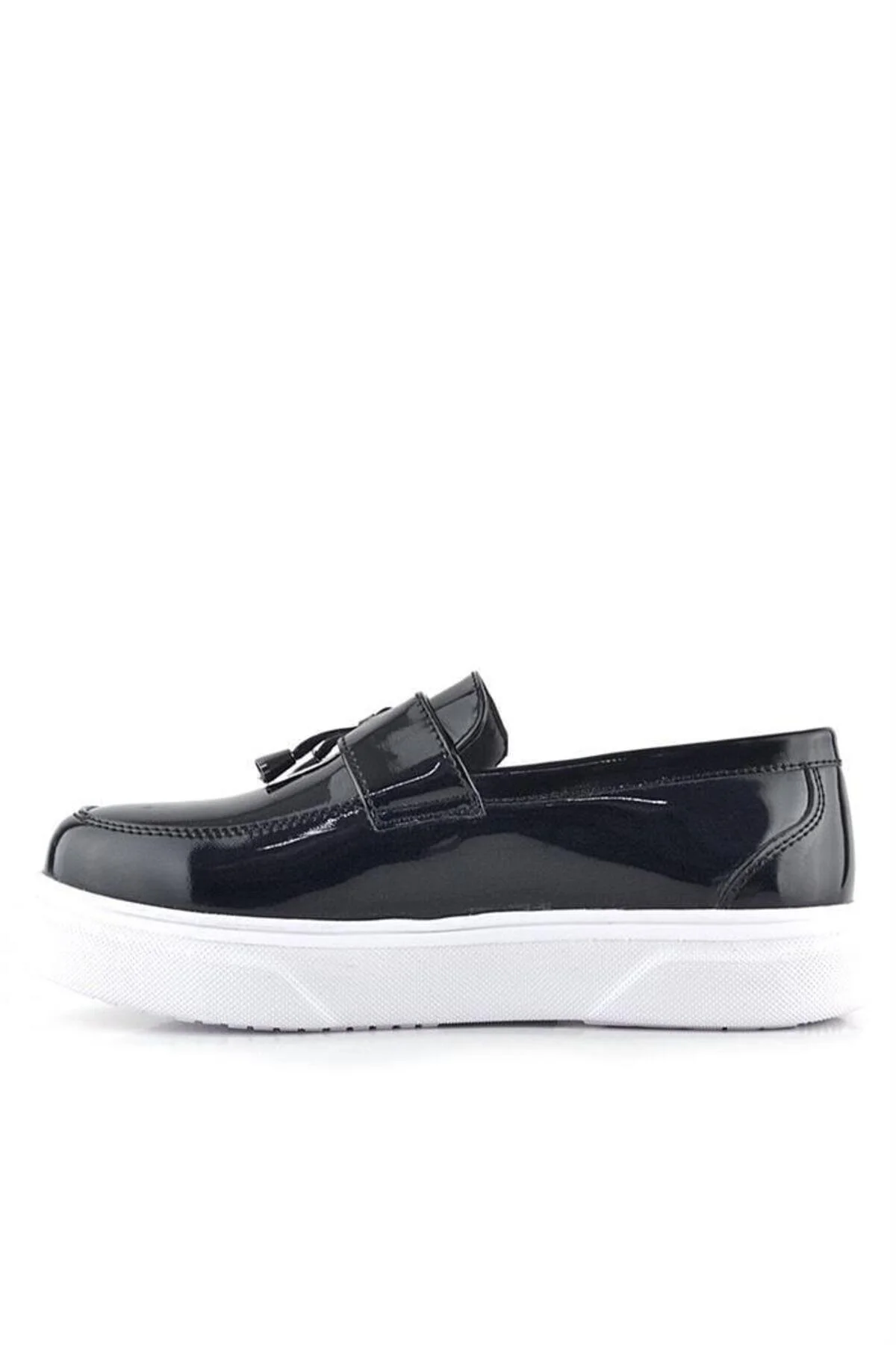 کفش کلاسیک روزانه مشکی دخترانه و پسرانه بچگانه یونیسکس چرمی   سیاه سفید LOAFER Rakerplus