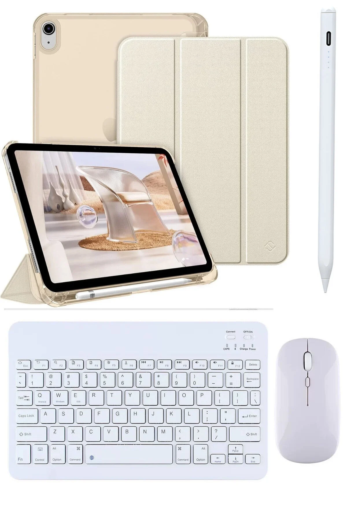 کاور تبلت APPLE IPAD 11TH A16 و 10TH 10.9 سازگار با FLIP CASE GOLD+ بلوتوث صفحه کلید موس + قلم Covpor