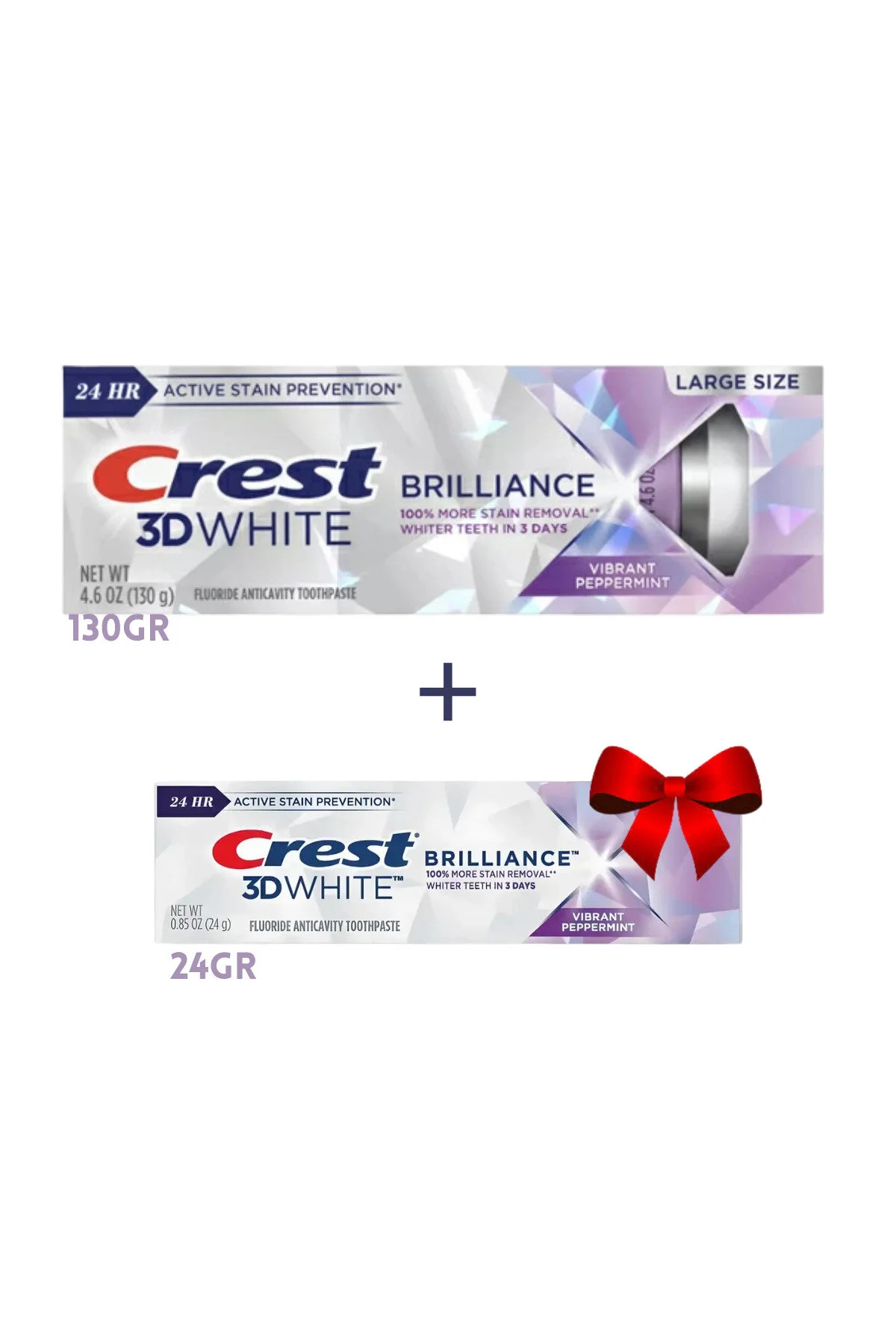 خمیردندان خمیر دندان بزرگ سه بعدی سفید برلیانس SKT 2027 130 گرم + هدیه اندازه سفر اورجینال CREST