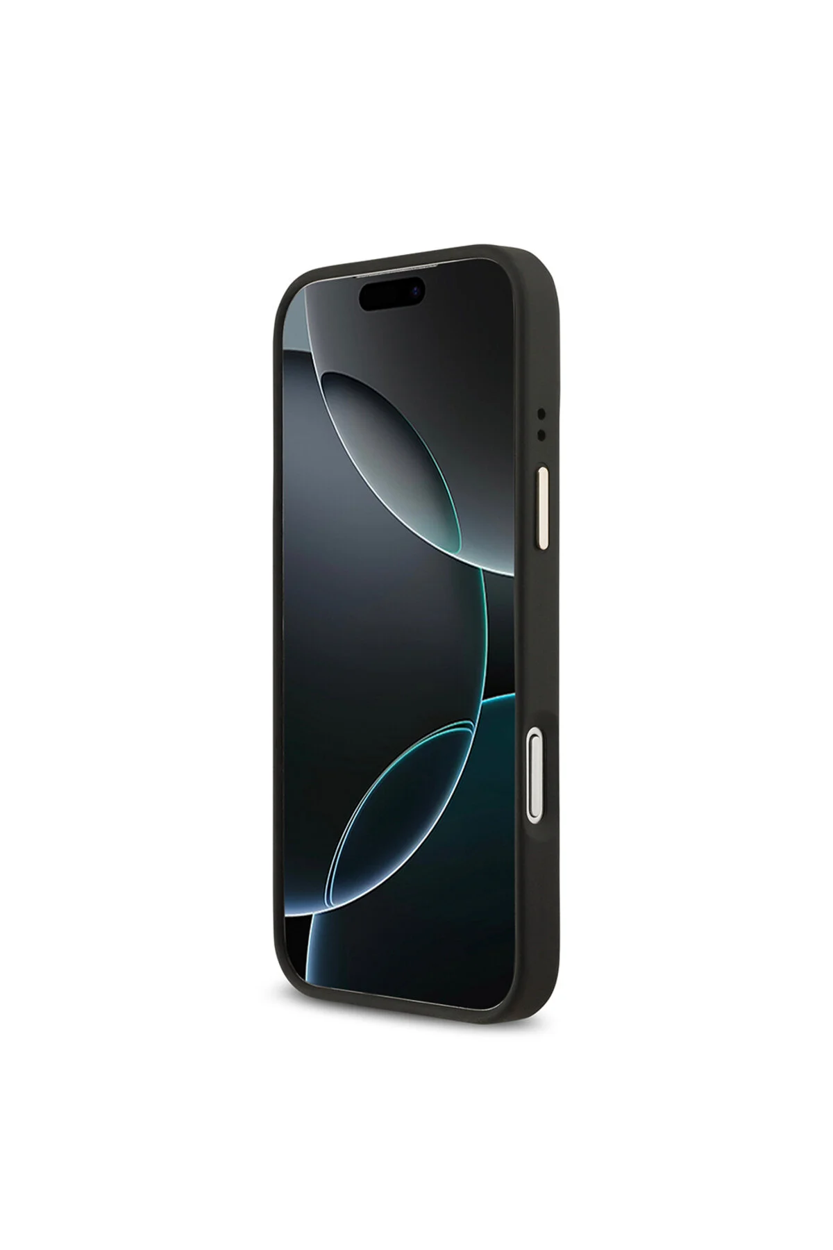 کاور و قاب سازگار IPHONE 17 PRO MAX دارای مجوز M SAFE GRAINED TEXT AND STONED 4G LOGO COVER مشکی اورجینال Guess