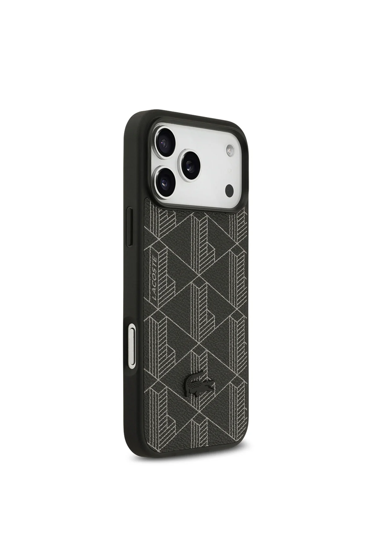 کاور و قاب IPHONE 17 PRO MAX CASE دارای مجوز M SAFE PU چرم با جای کارت مخلوط مشکی مونوگرام Lacoste