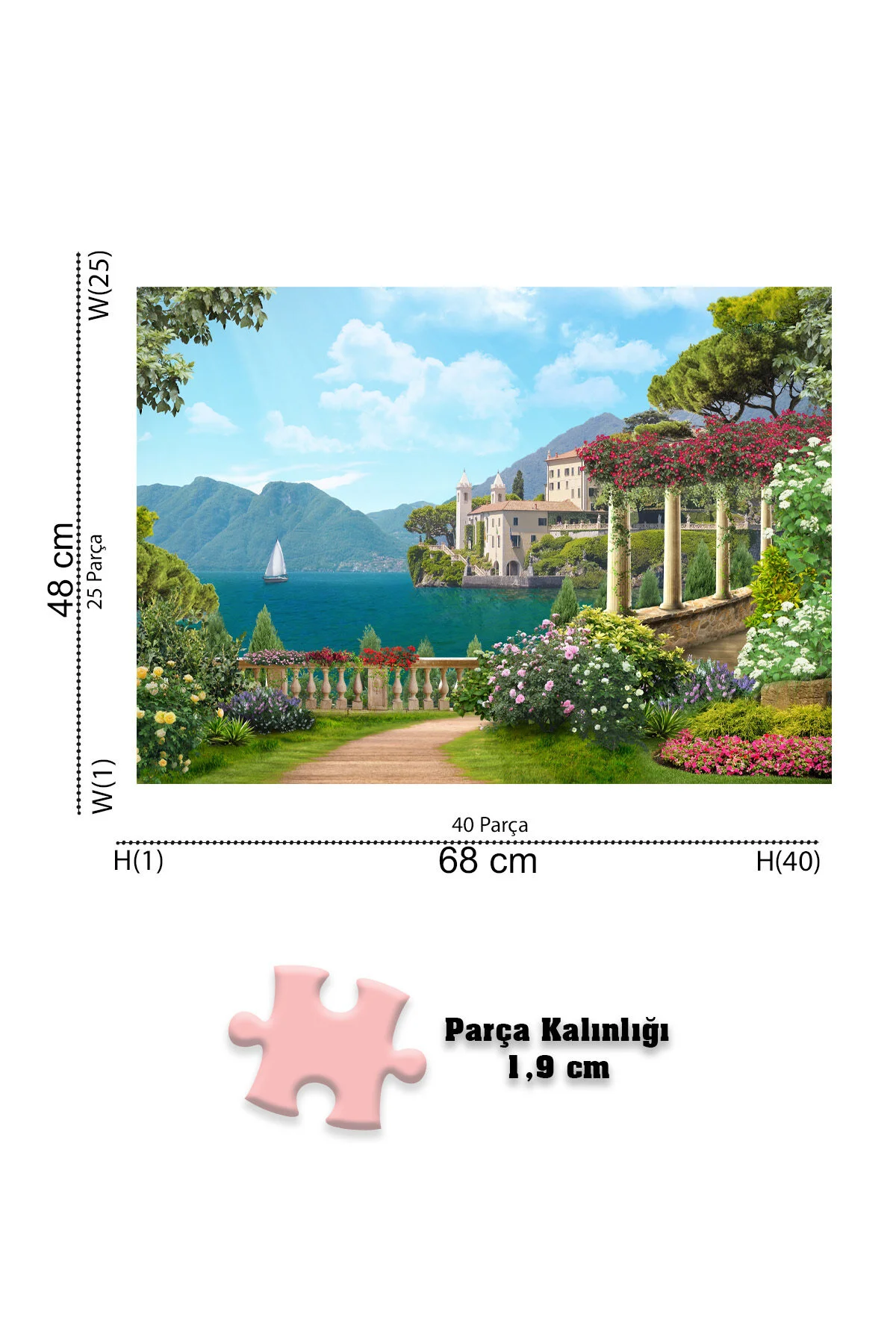 پازل 4 تکه نمای ساحل شب در تراس کافه دختری با گوشواره مروارید خانه ساحلی Neverland