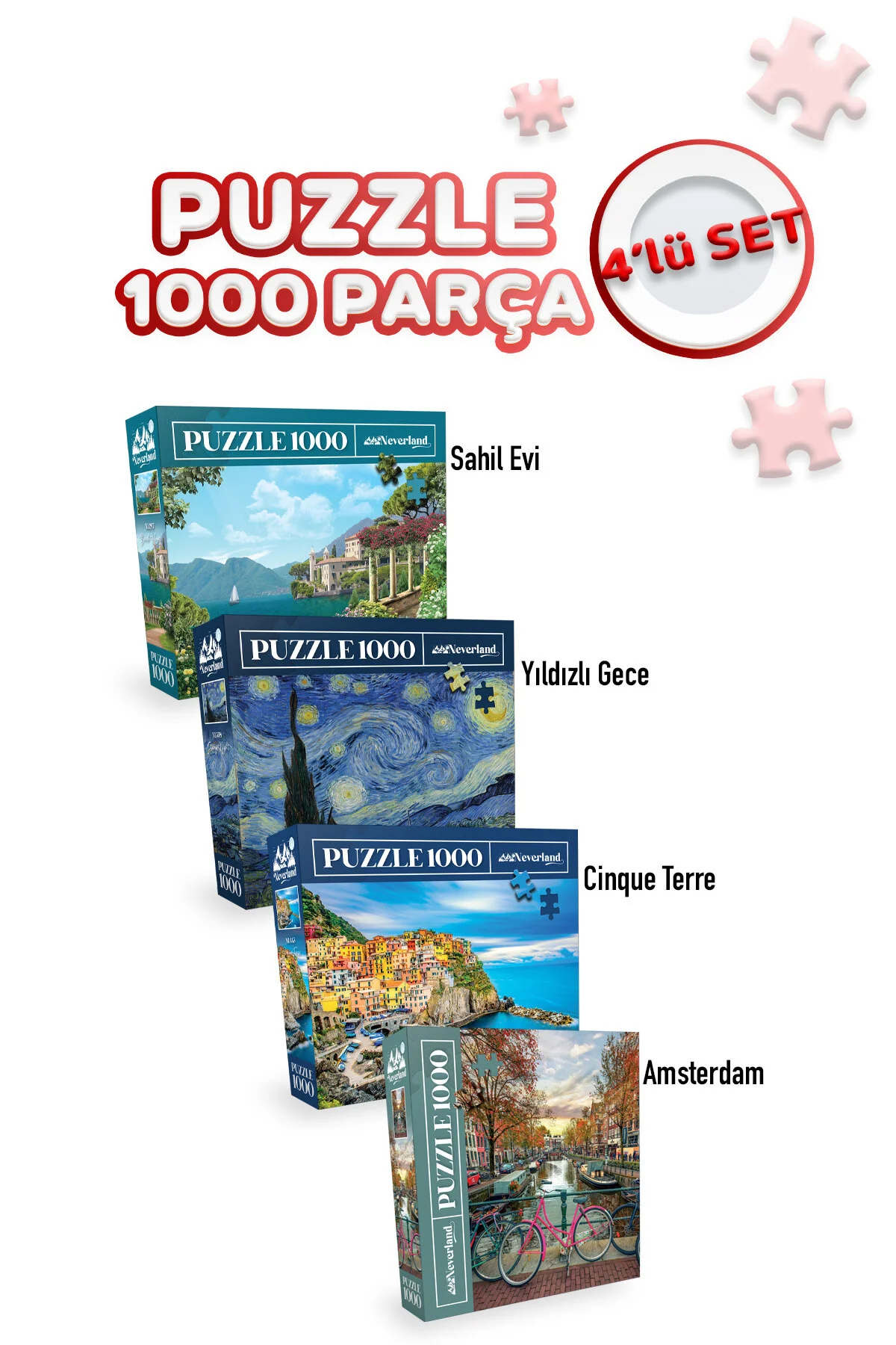 پازل 4 قطعه از 1000 CINQUE TERRE STAR NIGHT AMSTERDAM HOUSE COAST Neverland