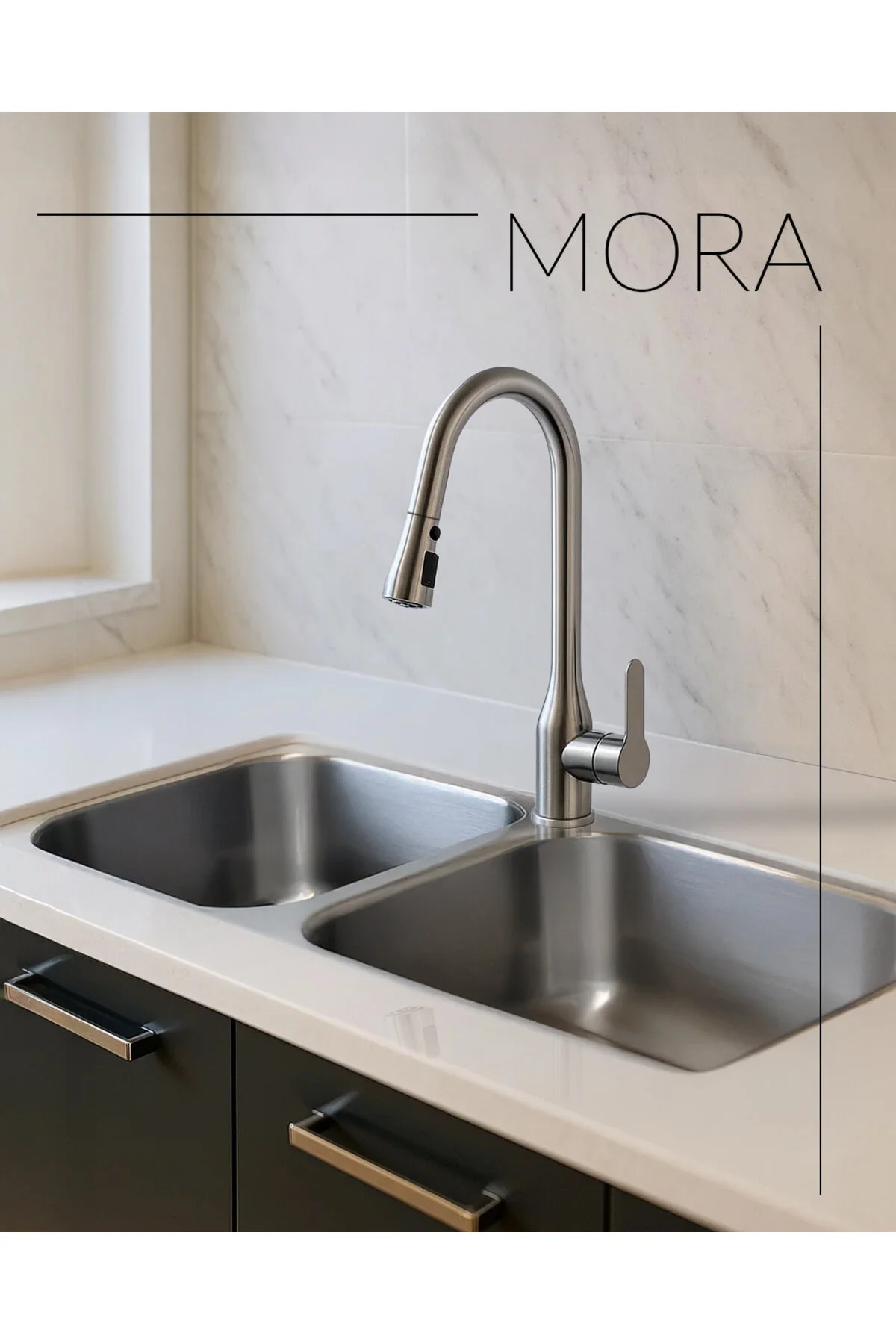 شیرآلات شستشو شیر آب سینک اسپیرال سری MORA آشپزخانه مارپیچ خاکستری ACAR SU ARMATÜRLERİ