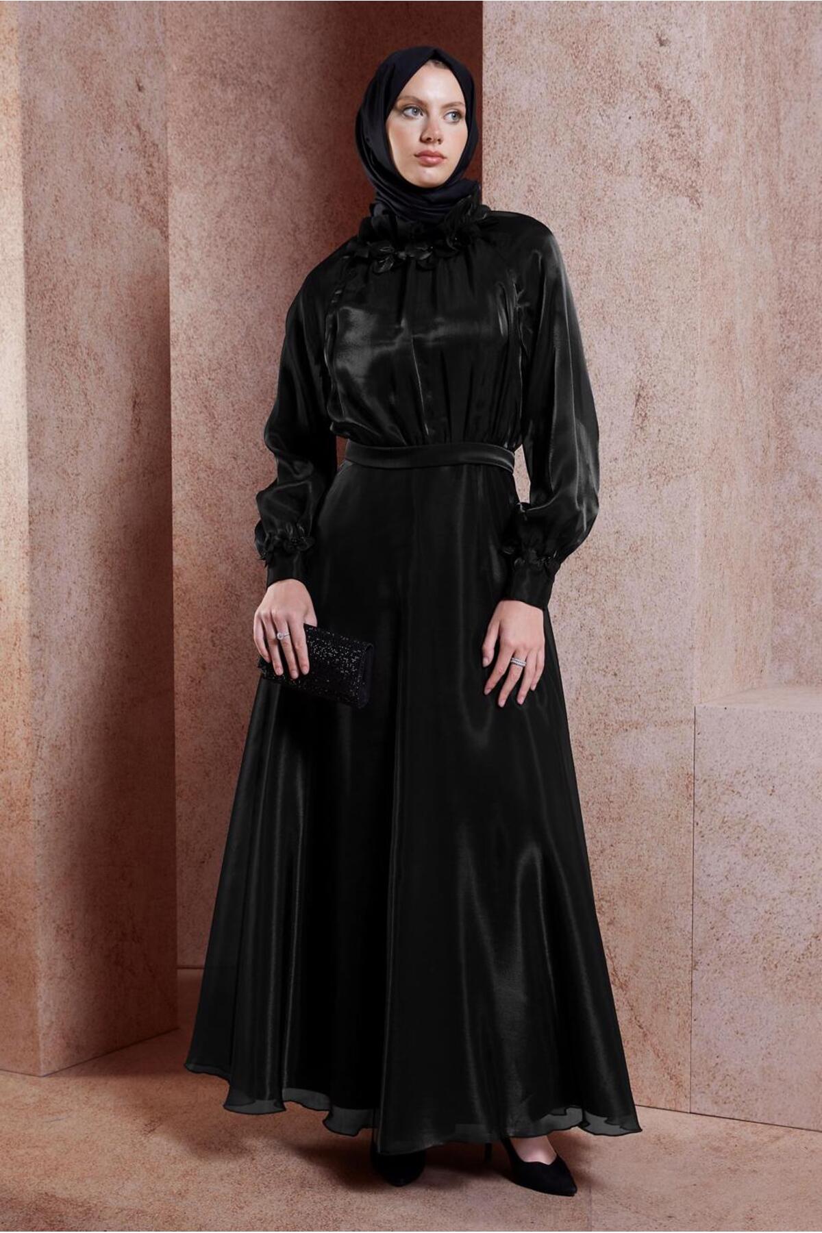 لباس شب پوشیده سیاه زنانه 50419 آلوینا اورجینال Alvina