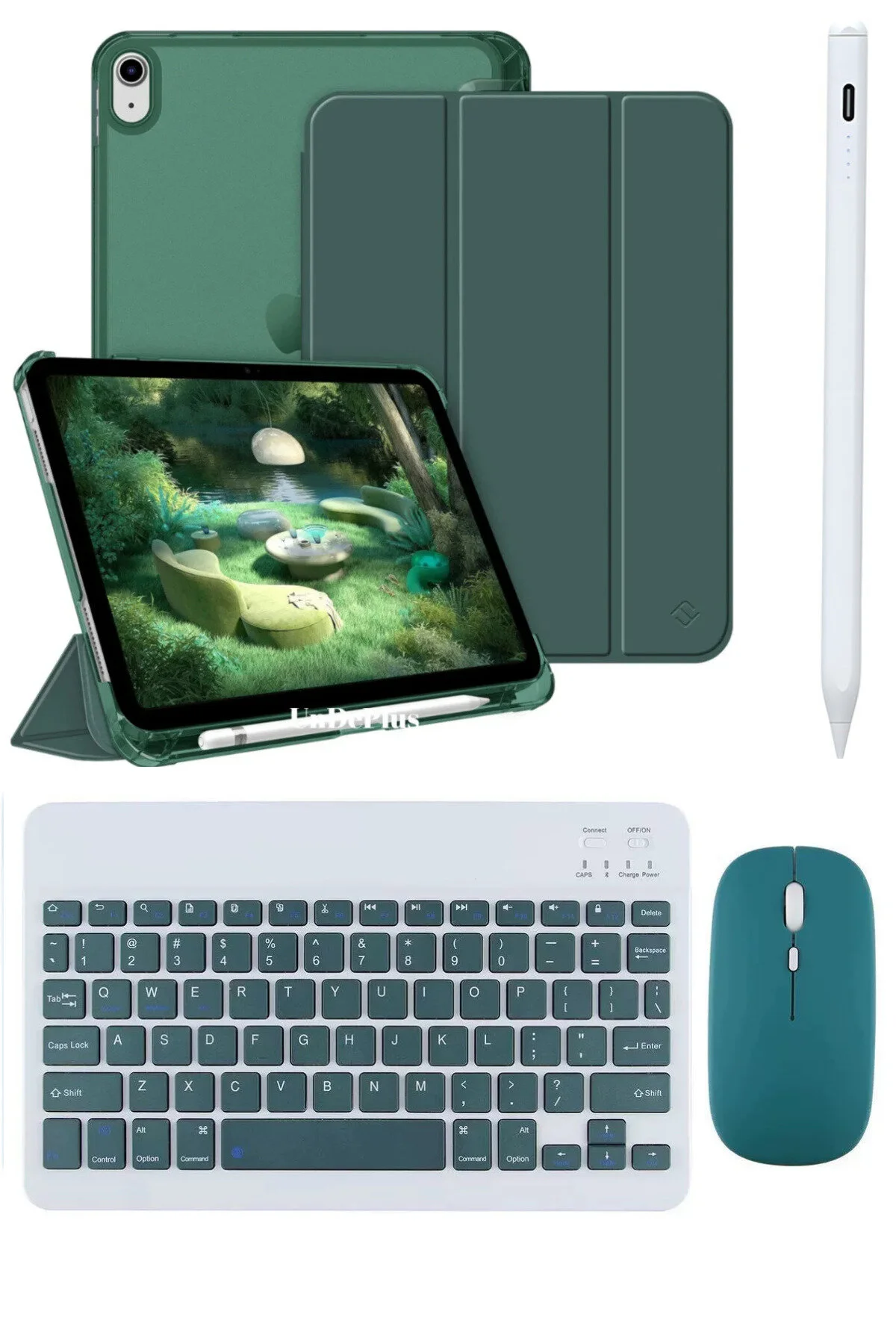 کاور تبلت APPLE IPAD 11TH A16 و 10TH 10.9 FLIP CASE سازگار سبز + ماوس صفحه کلید بلوتوث قلم Covpor
