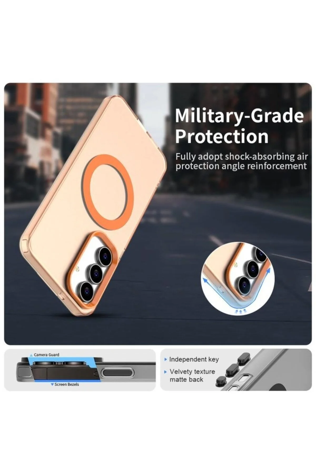 کاور و قاب محافظ سامسونگ گلکسی S25 FE با قابلیت شارژ MAGSAFE دوربین پوشش مات رنگی برجسته İncisoft