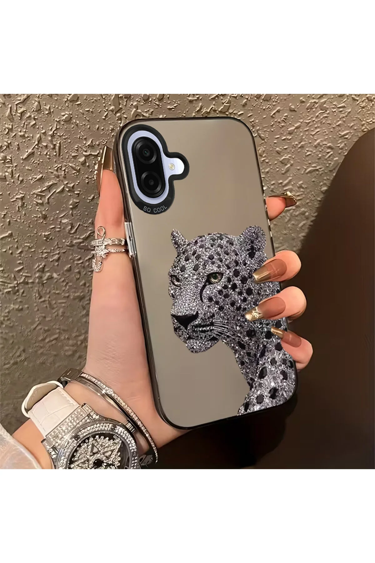 کاور و قاب گوشی لوکس با تم ببر نقره ای سازگار SAMSUNG GALAXY A07 Caseji