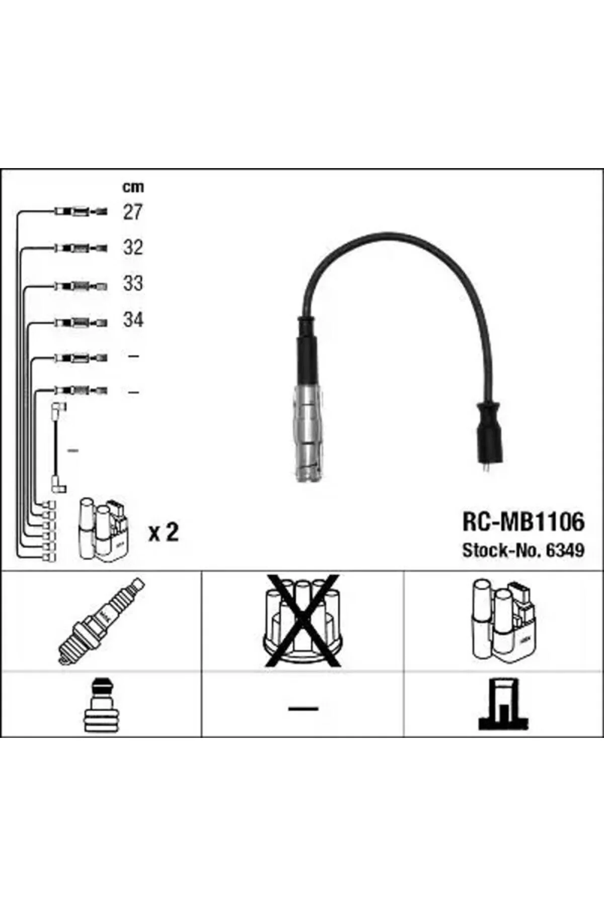وایر شمع 6349 RCMB1106 کابل 2261500118 2661500118 2661500218 NGK