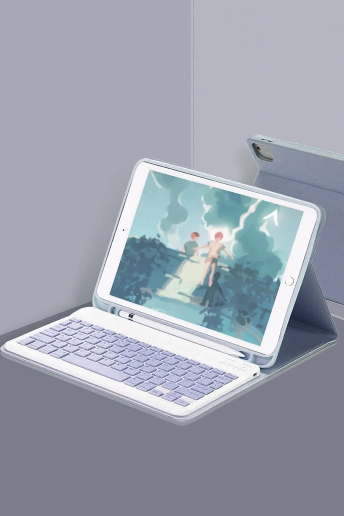 کاور تبلت قاب کیبورد هوشمند IPAD 10.2 نسل نهم آبی دریایی İsmiyle Al