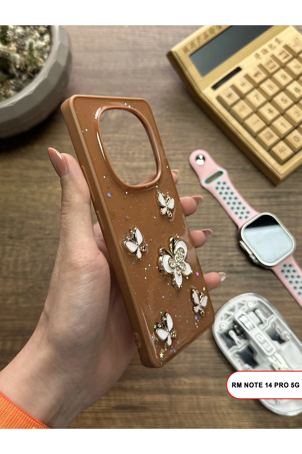 کاور و قاب گوشی سیلیکونی ردمی نوت 14 پرو 5G سازگار با سنگ پروانه ای نقره قلب آرزو MTL