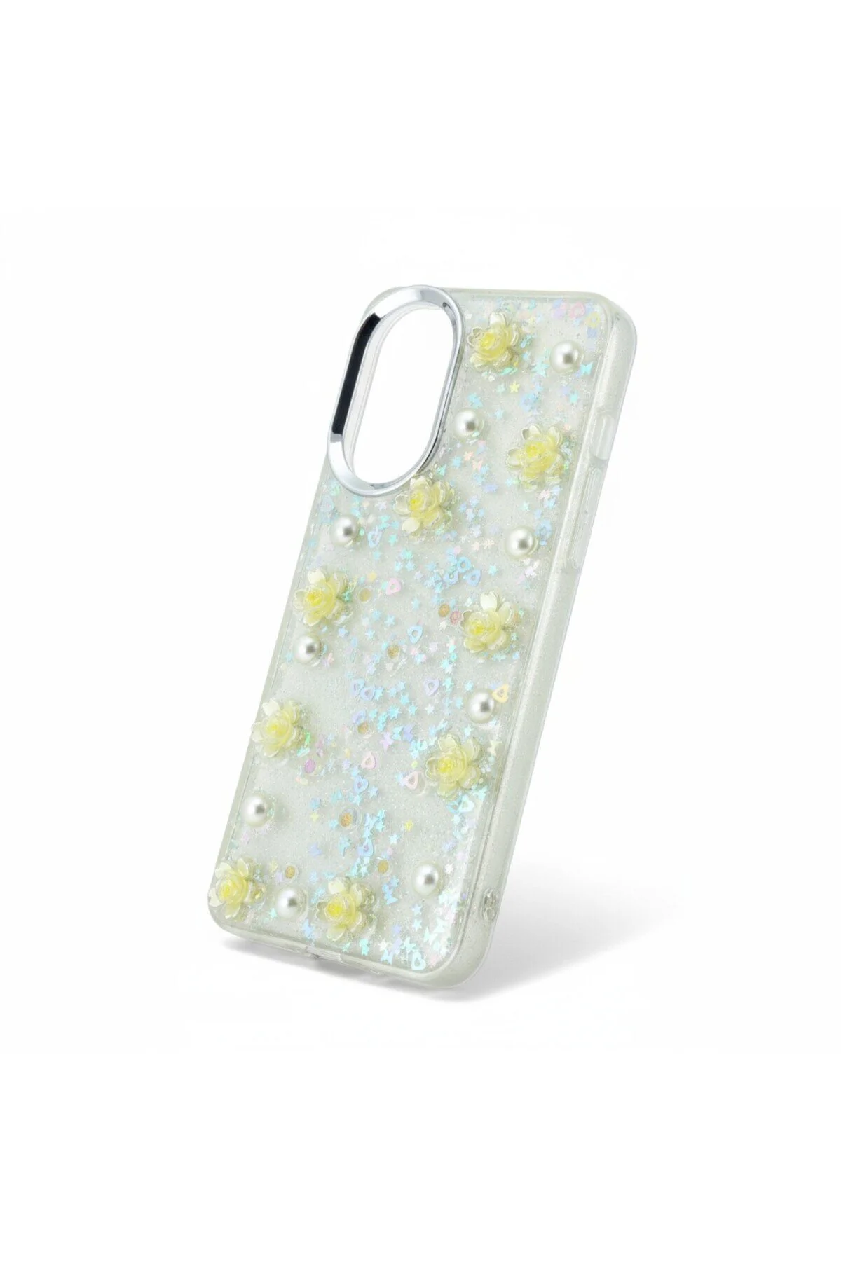 کاور و قاب سیلیکونی شفاف الگوی گل رز REALME 12 LITE GLITTER STONE LOVE batuteknoloji