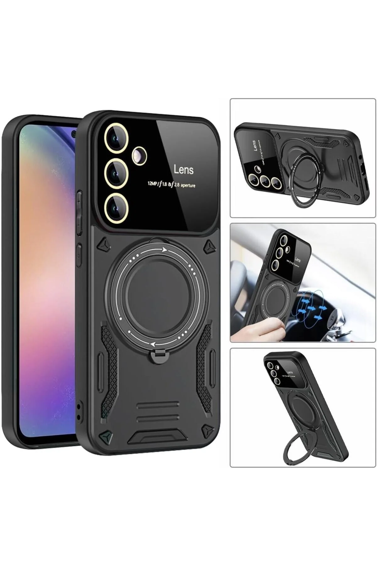 کاور و قاب سازگار شیائومی REDMI 14C با محافظ لنز دوربین پوشش پایه حلقه چرخان 360 پشتیبانی شده توسط MAGSAFE Kipgsm