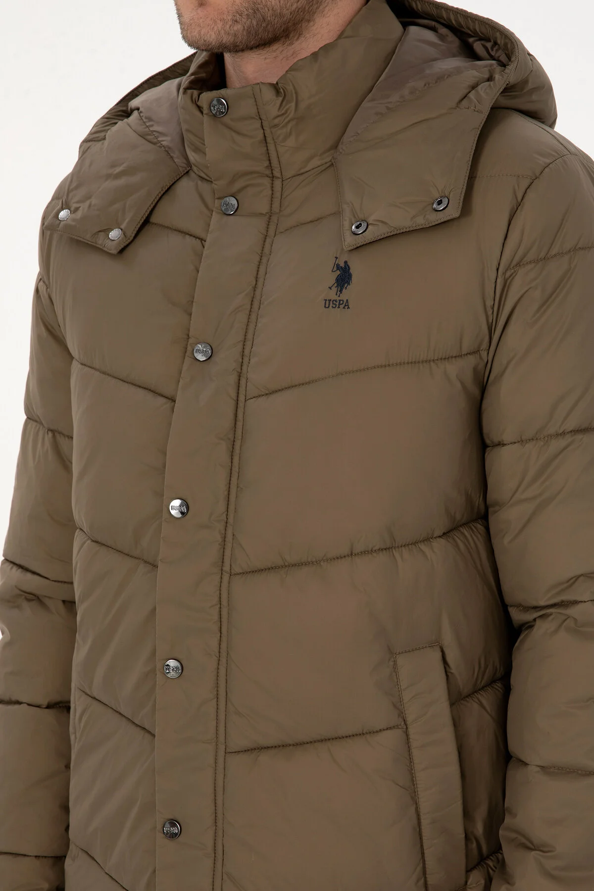 کاپشن مانتو مردانه خاکی 50312013 VR027 U.S. Polo Assn.