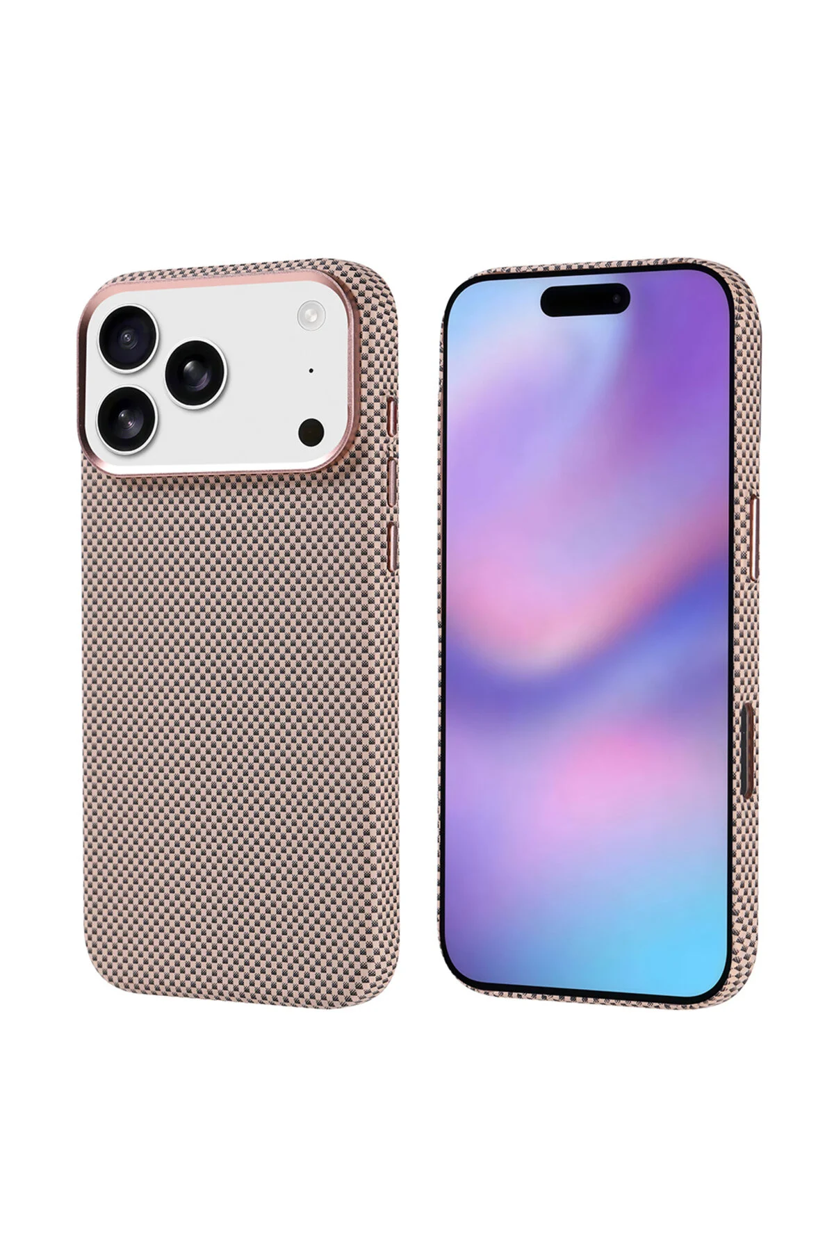 کاور و قاب IPHONE 17 PRO MAX CASE FIBER CARBON LOOK NEKST COVER با قابلیت شارژ M SAFE طلایی Zore