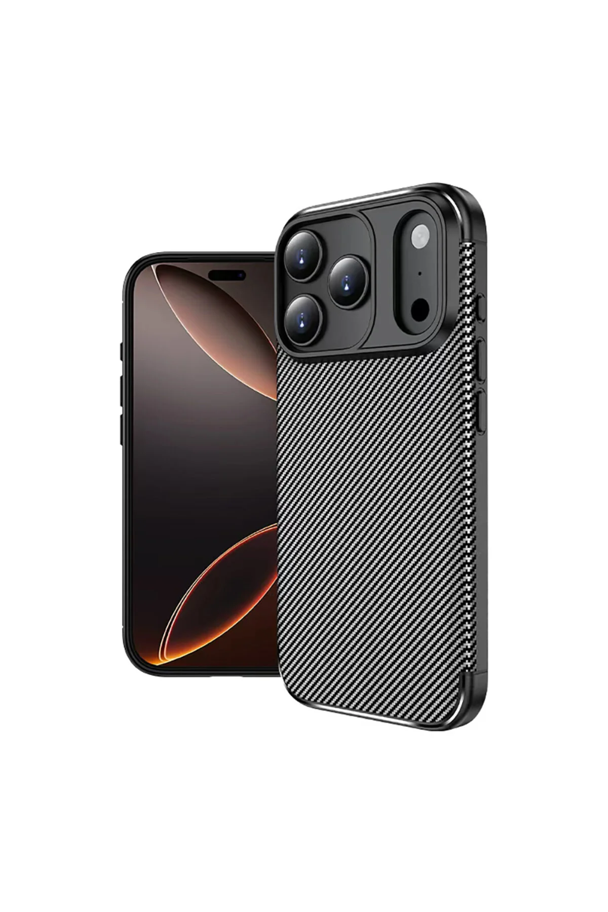 کاور و قاب روکش رنگی با بافت فیبر کربنی APPLE IPHONE 17 PRO MAX CASE برآمدگی دوربین HEPTEKİLETİŞİM