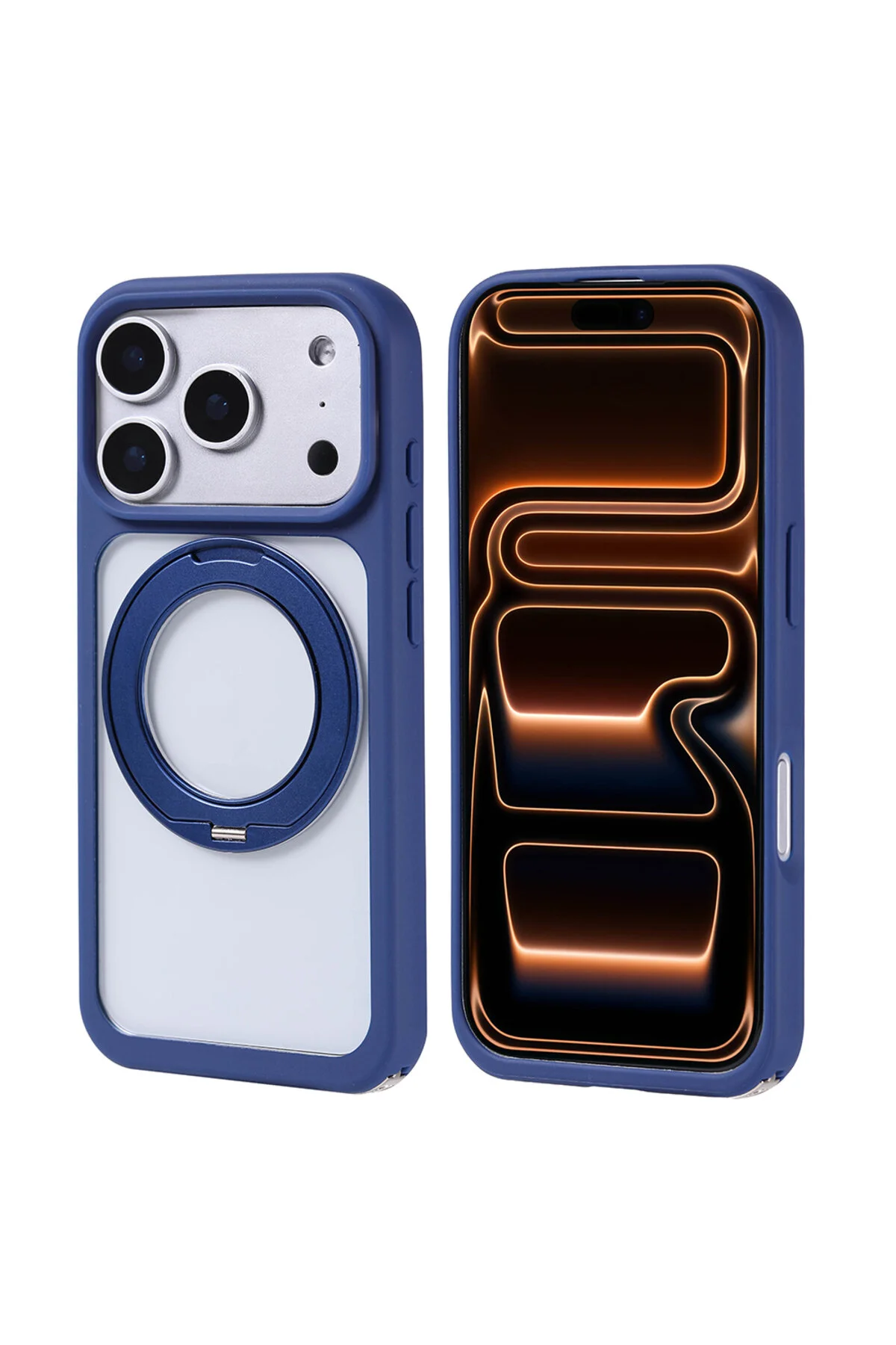 کاور و قاب IPHONE 17 PRO CASE M SAFE شارژ با پوشش سیلیکونی PIZA پایه آبی دریایی Netzy