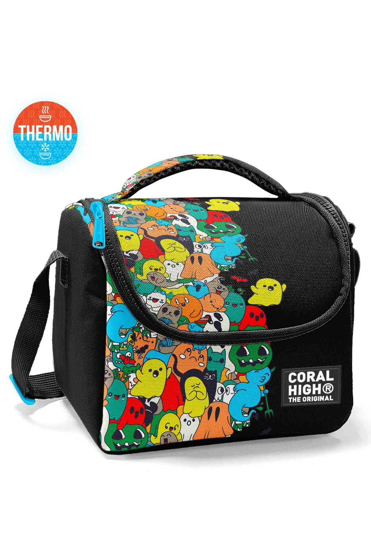 کیف ناهار جعبه نهار ترمو طرح دار کارتونی مشکی کودکان 11790 Coral High