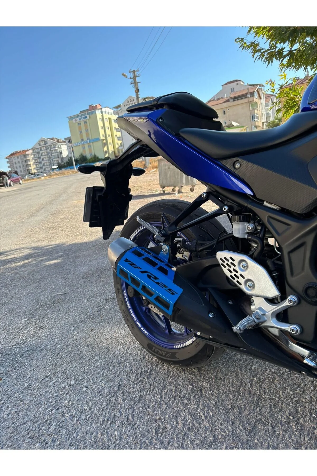 محافظ بدنه موتورسیکلت YAMAHA R 25 اگزوز آبی ELİSA