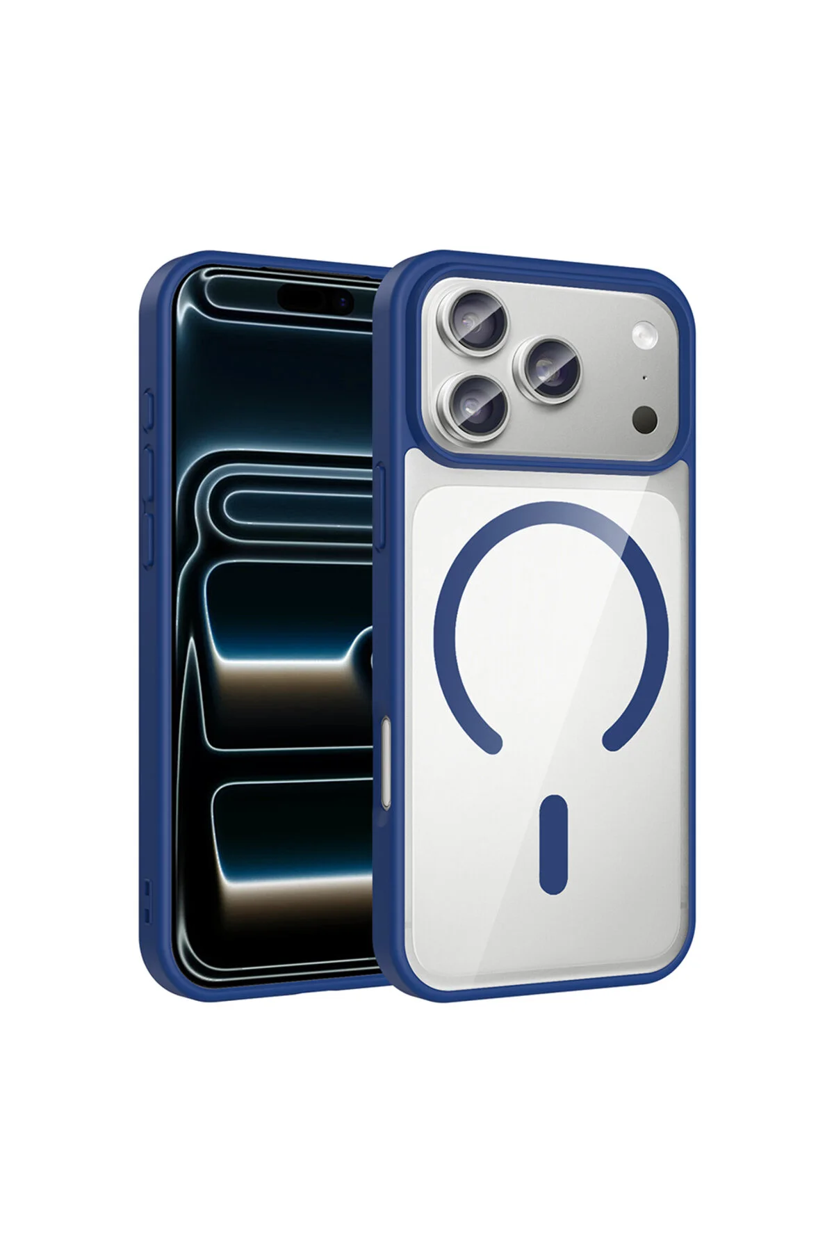 کاور و قاب IPHONE 17 PRO MAX CASE M SAFE شارژ بی‌سیم دارای پوشش سیلیکونی EGE آبی دریایی Sionel