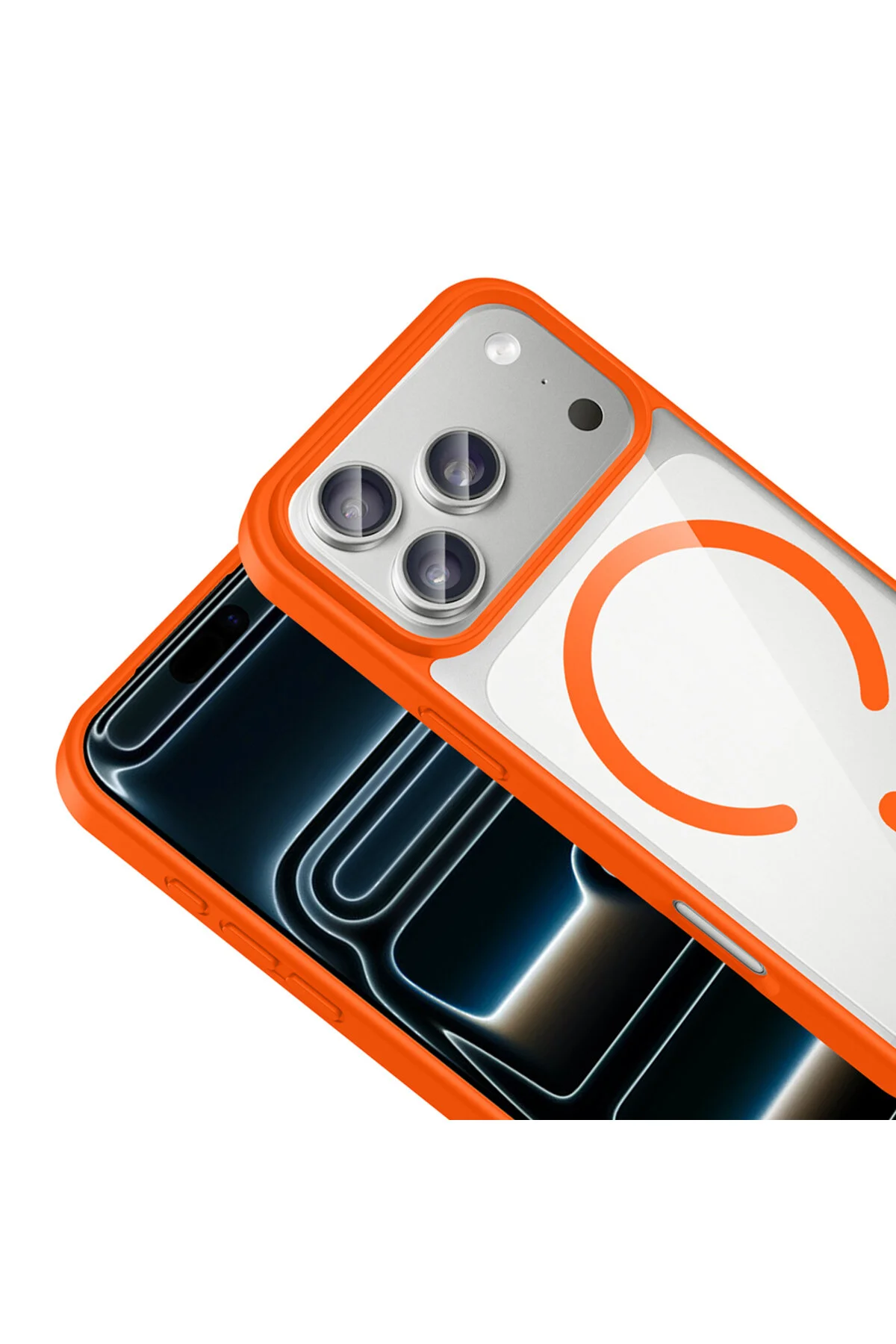 کاور و قاب IPHONE 17 PRO CASE M SAFE شارژ بی‌سیم دارای پوشش سیلیکونی EGE نارنجی Zore
