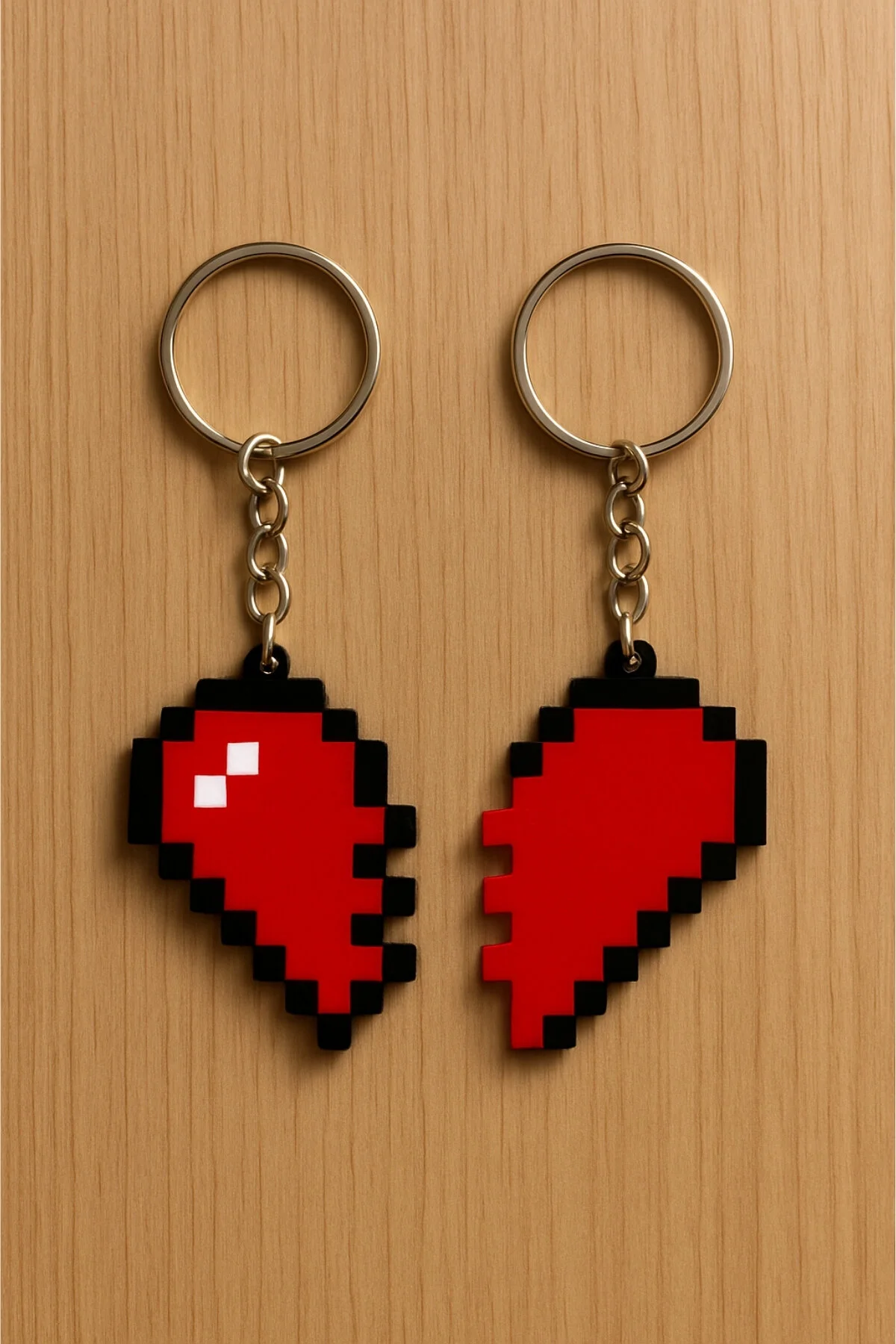 جاکلیدی زوج MINECRAFT HEART KEYCHAIN LOVE INTERLOCKING | ست مخصوص عاشقان BasLab3D
