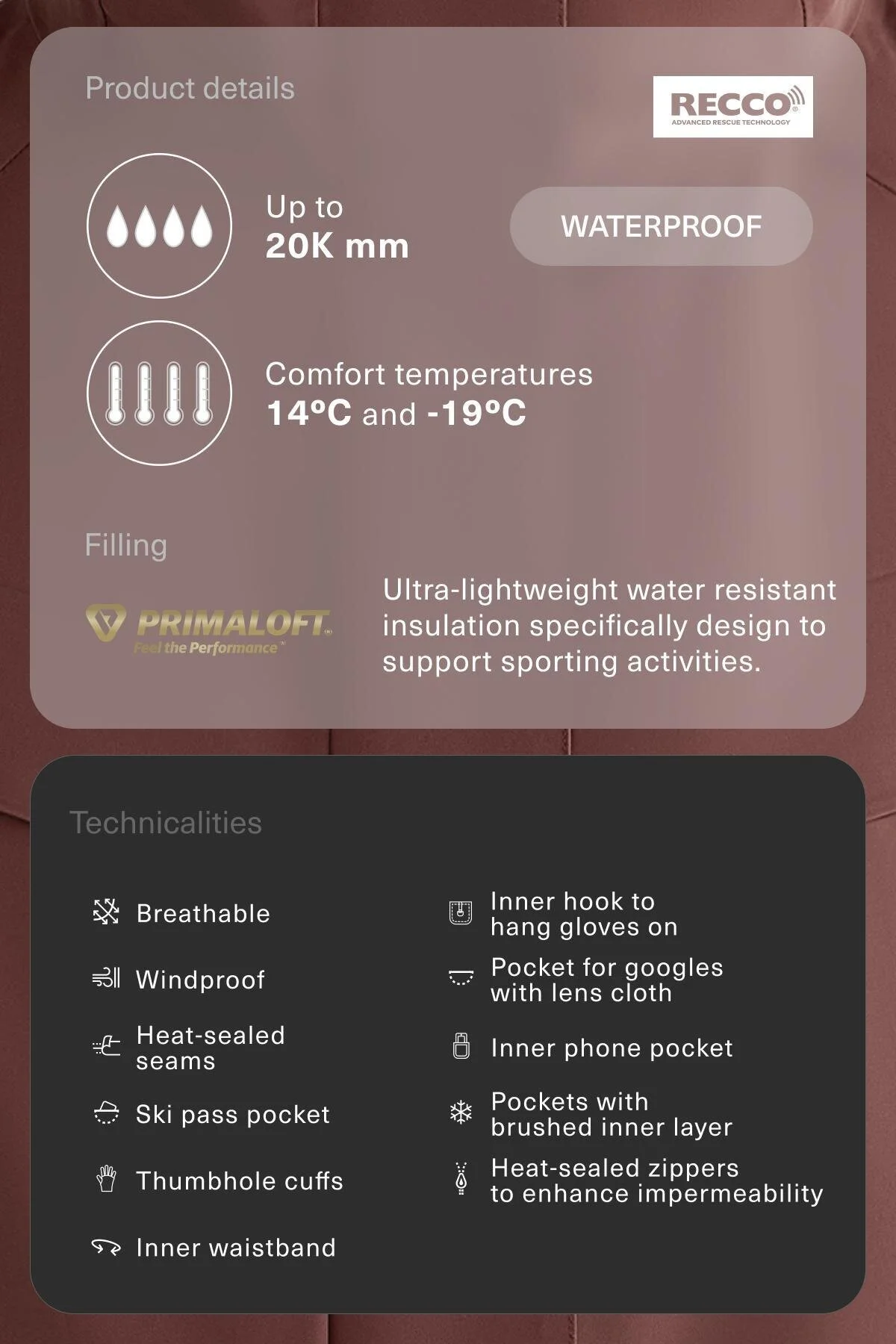 ژاکت ضد آب TM با جیب PRIMALOFT® FEEL Oysho