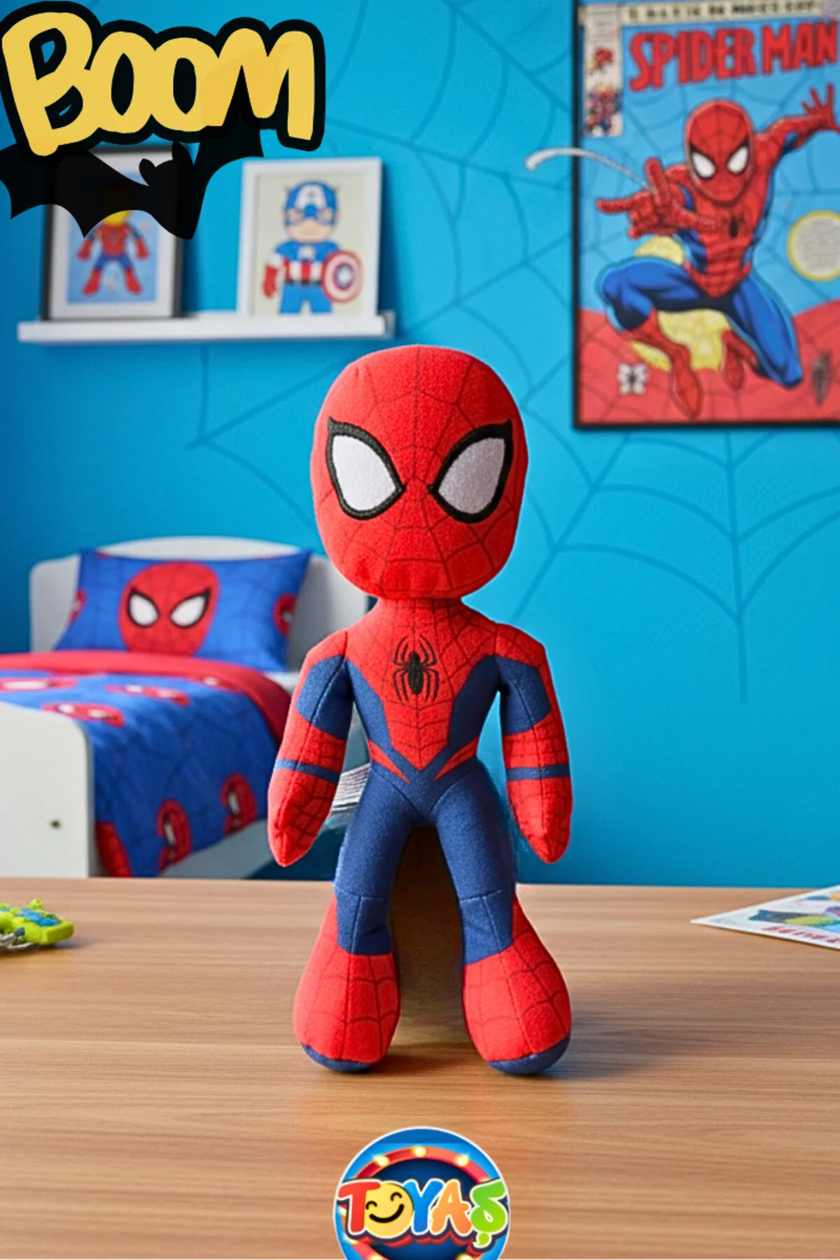 اسباب بازی های پشمی MARVEL LICENSED SPIDERMAN FIGURE PLUSH TOY SLEEPING MATE 28CM Toyaş