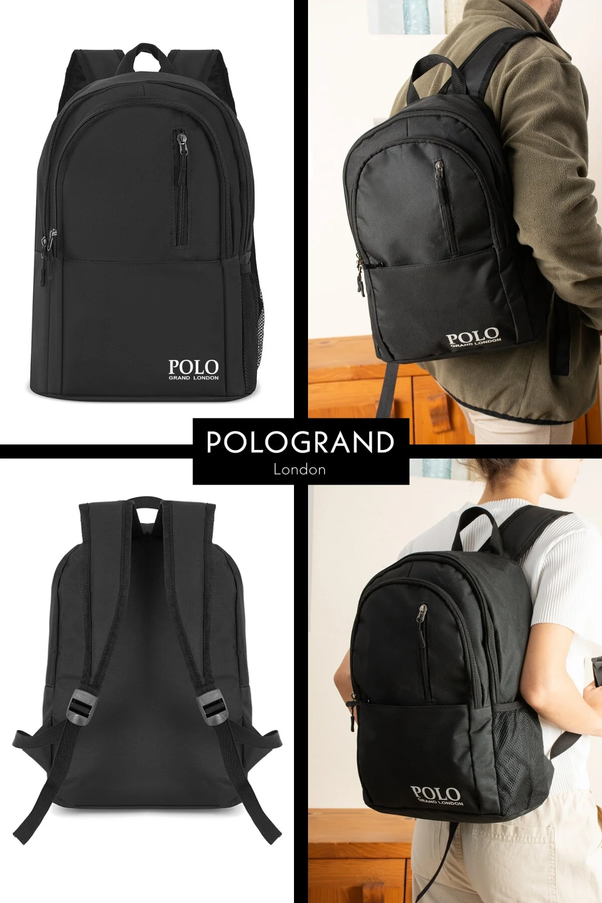 کوله پشتی مسافرتی و استفاده روزانه لپ تاپ دوره ورزشی ضد آب چند چشمی UNISEX اصل POLOGRAND London