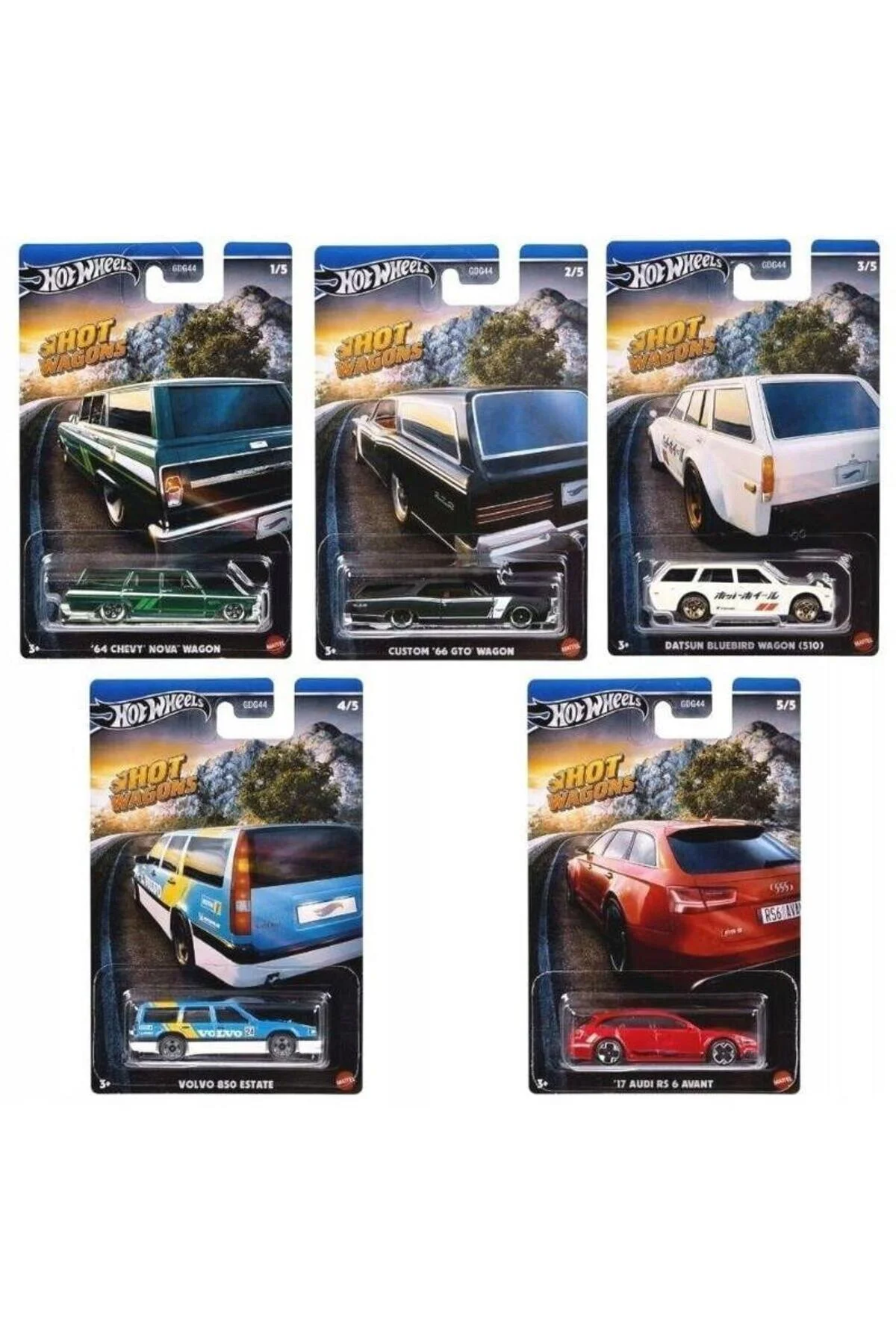 ماشین اسباب بازی ست 5 تکه واگن هات HWR56 HOT WHEELS