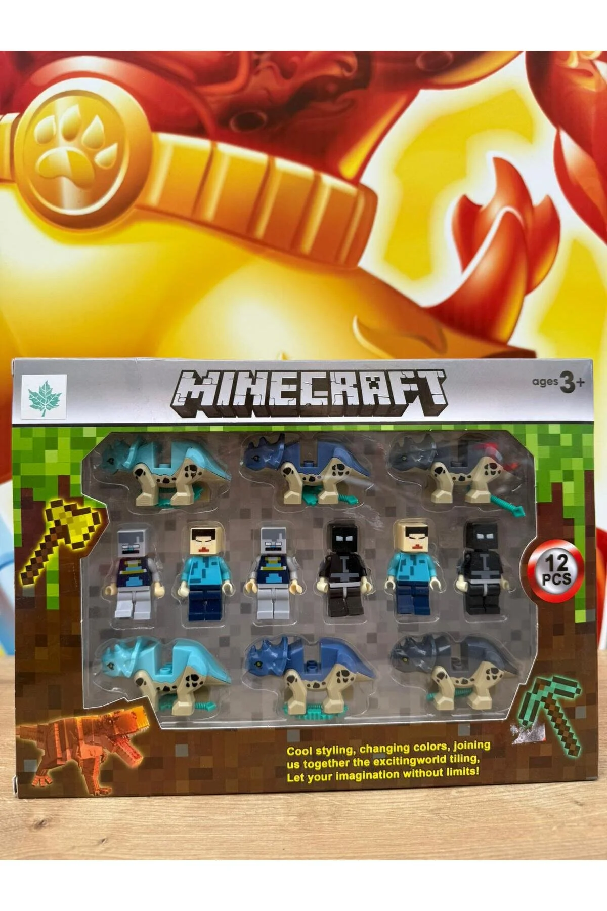 اسباب بازی های فیگور شخصیت 12 تکه ماین کرافت فیگورهای MINECRAFT مجموعه با دایناسورها scntoys